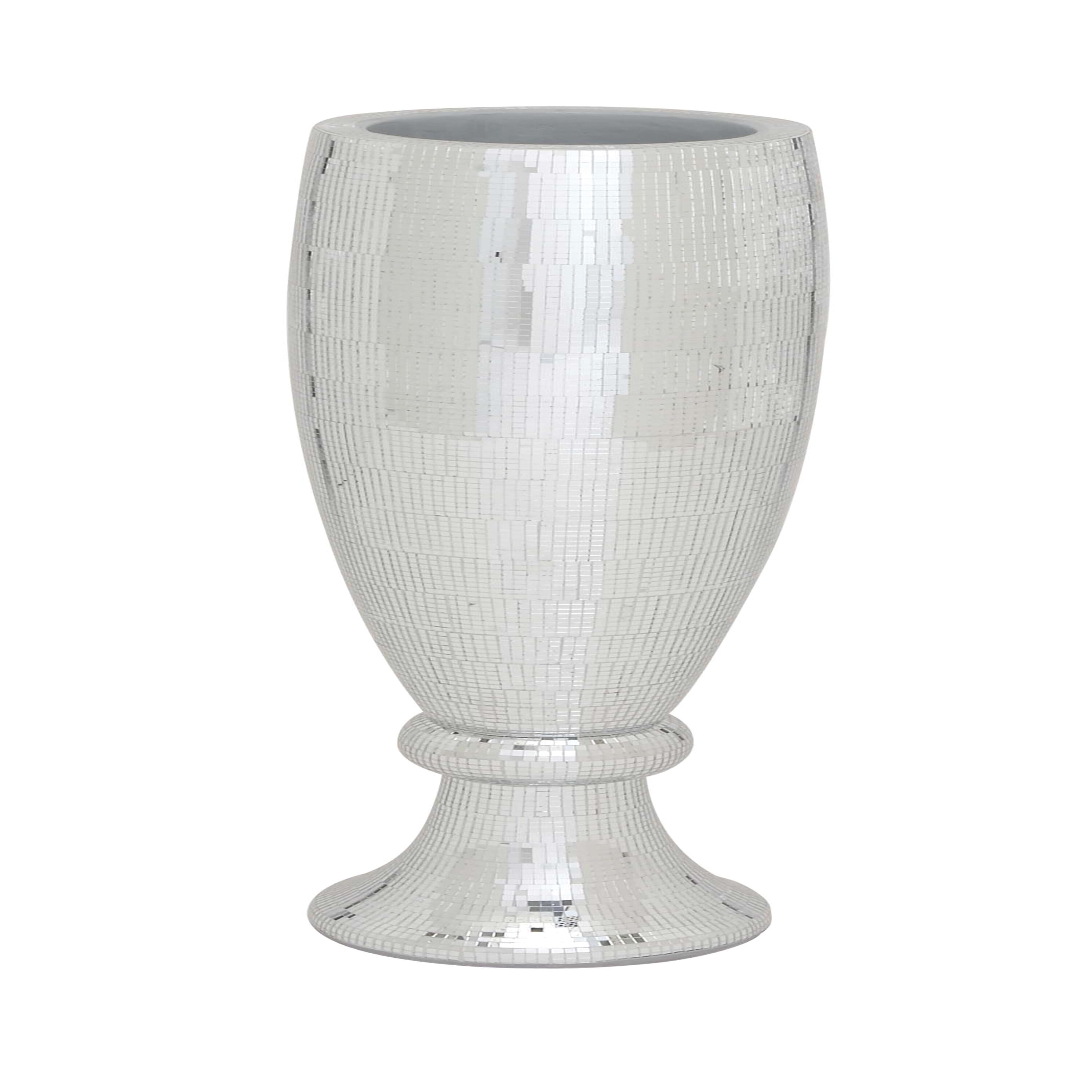 Tall Silver Mosaic Mirror Inlay Decorative Floor Vase