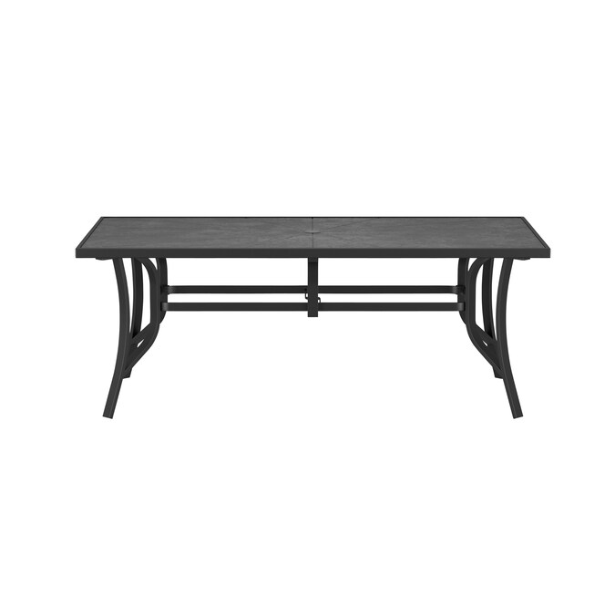 Allen Roth Aspen Grove Rectangle Outdoor Dining Table 39 96 In W X 75 98 L With Umbrella Hole The Patio Tables Department At Com - Allen And Roth Everchase White Patio Dining Set