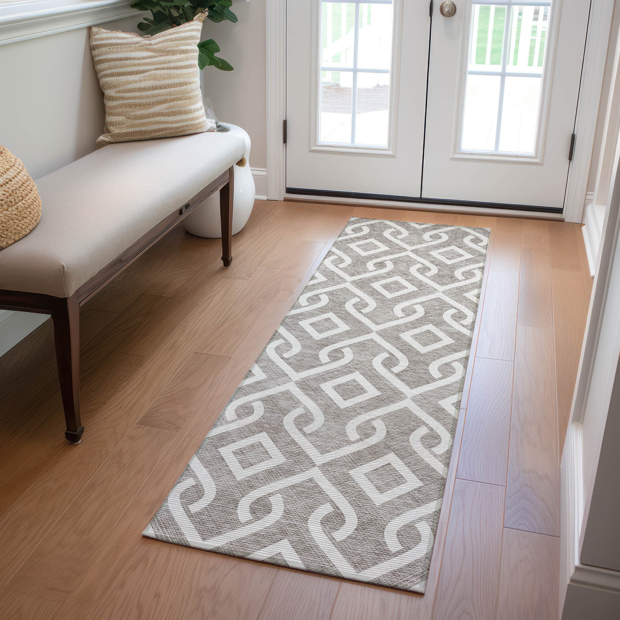 Addison Rugs ACN621TP2X8 Chantille ACN621TP 2 x 7 (ft) Polyester Taupe Rectangular Indoor/Outdoor Geometric Machine washable Runner rug