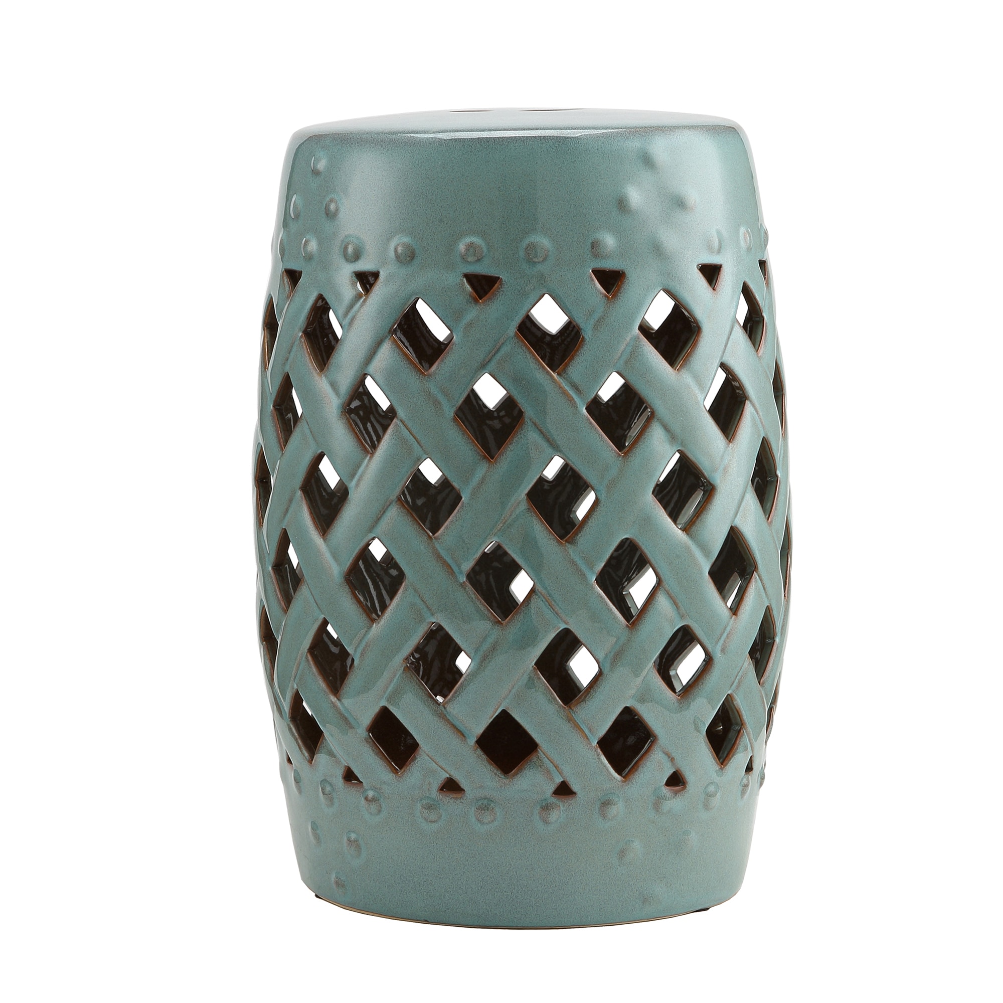 AHIOU HOME ZAAHG-P200889GS 18-in Green Ceramic Barrel Garden Stool