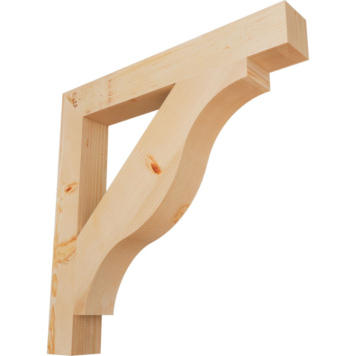 Ekena Millwork BKT04X30X30FST05SDF Funston Block Smooth 3-1/2-in x 30-in x 30-in Douglas fir Brown Wood Standard bracket