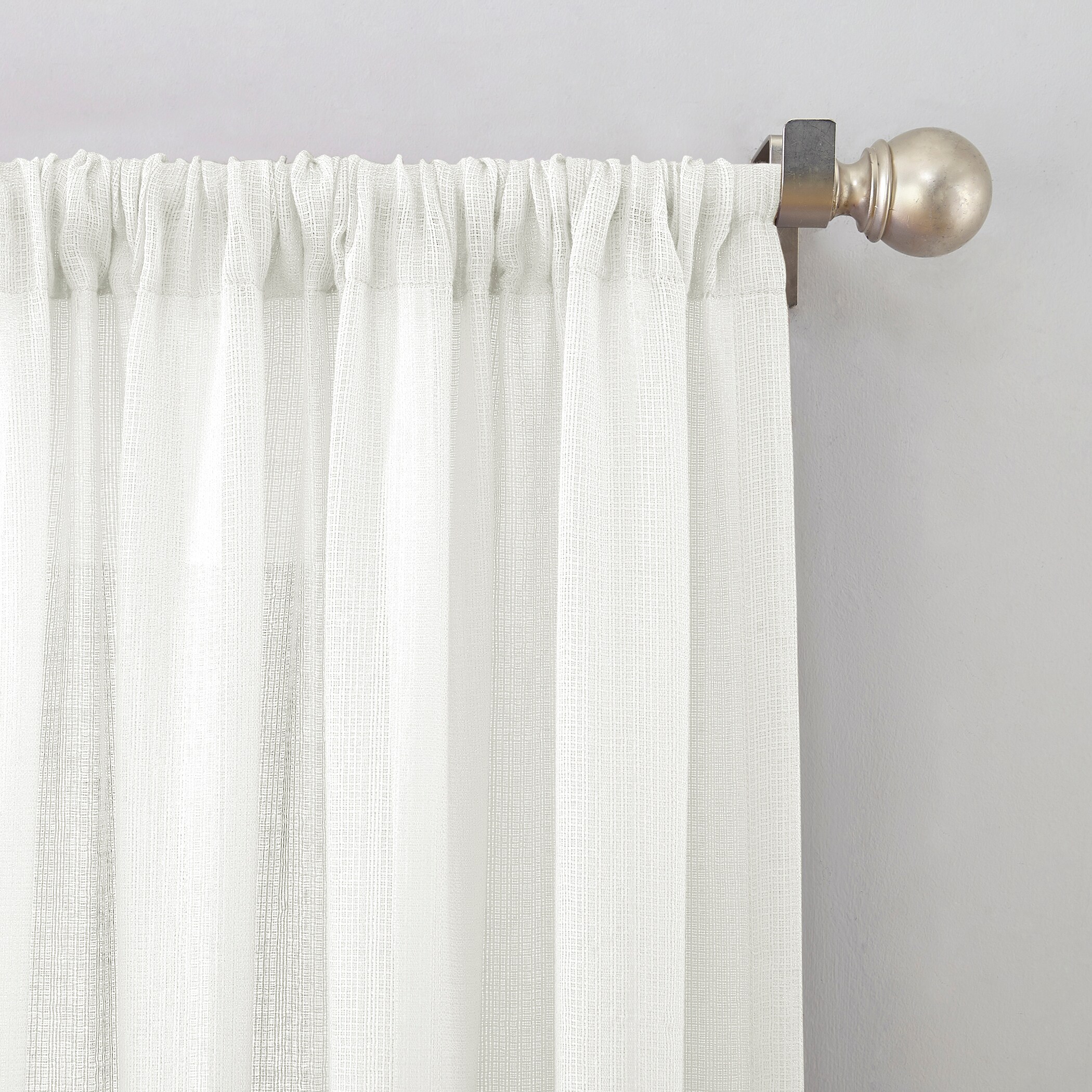 No. 918 84-in White Semi-sheer Rod Pocket Single Curtain Panel in the ...