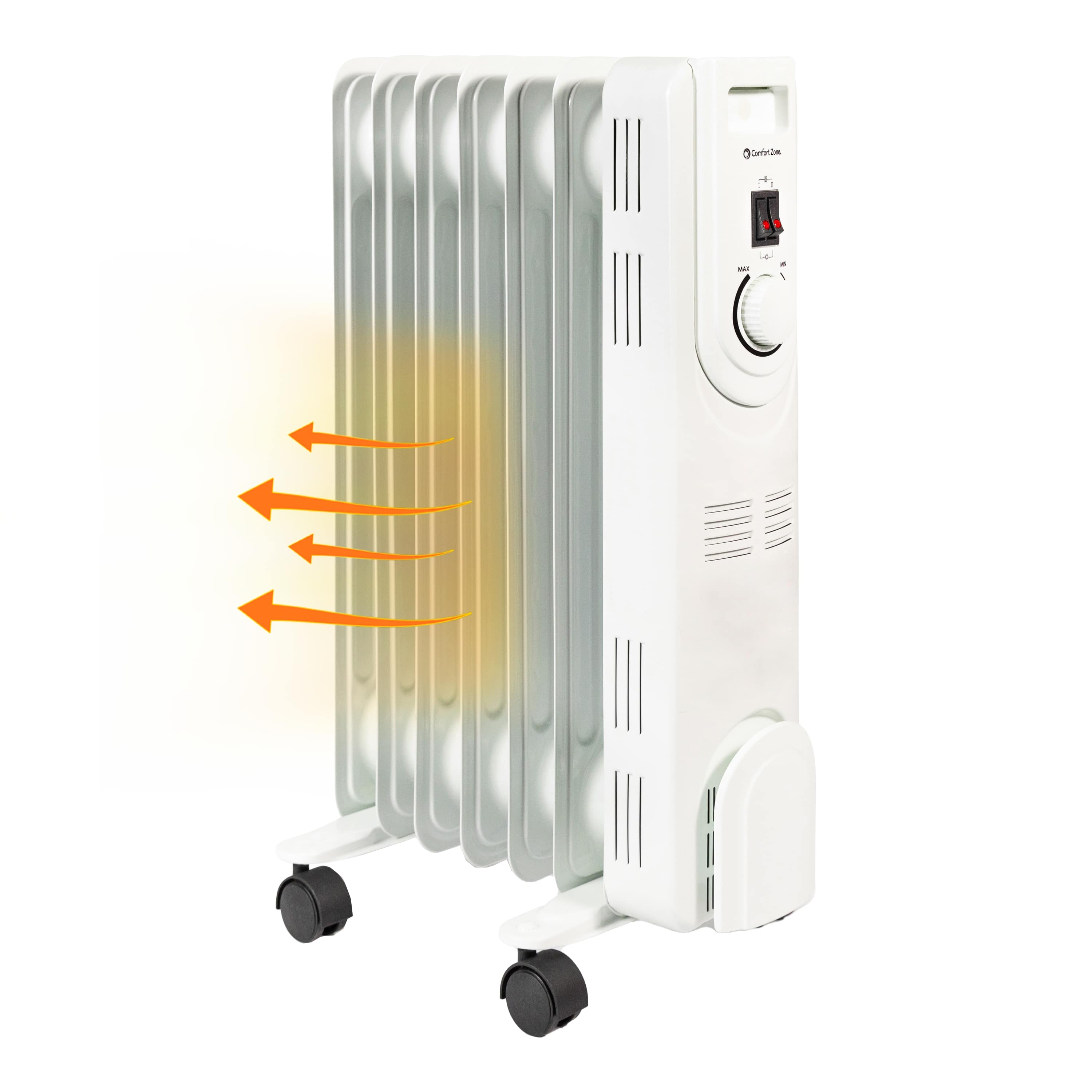 Comfort Zone Up to 1200-Watt Oil-filled Radiant Tower Indoor Electric Space  Heater with Thermostat in the Electric Space Heaters department at
