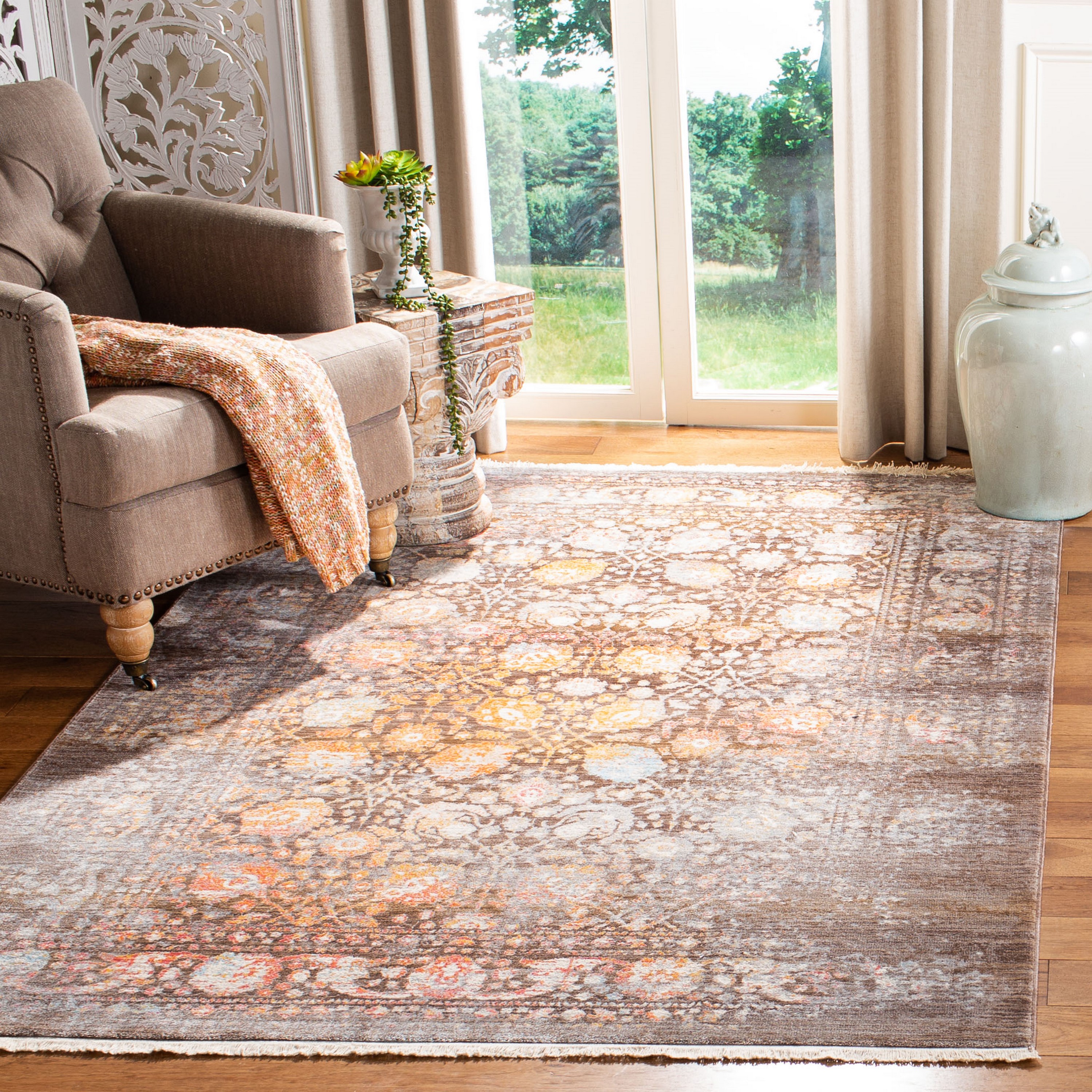 Distressed Antique Persian Overdyed Rug with Modern Rustic