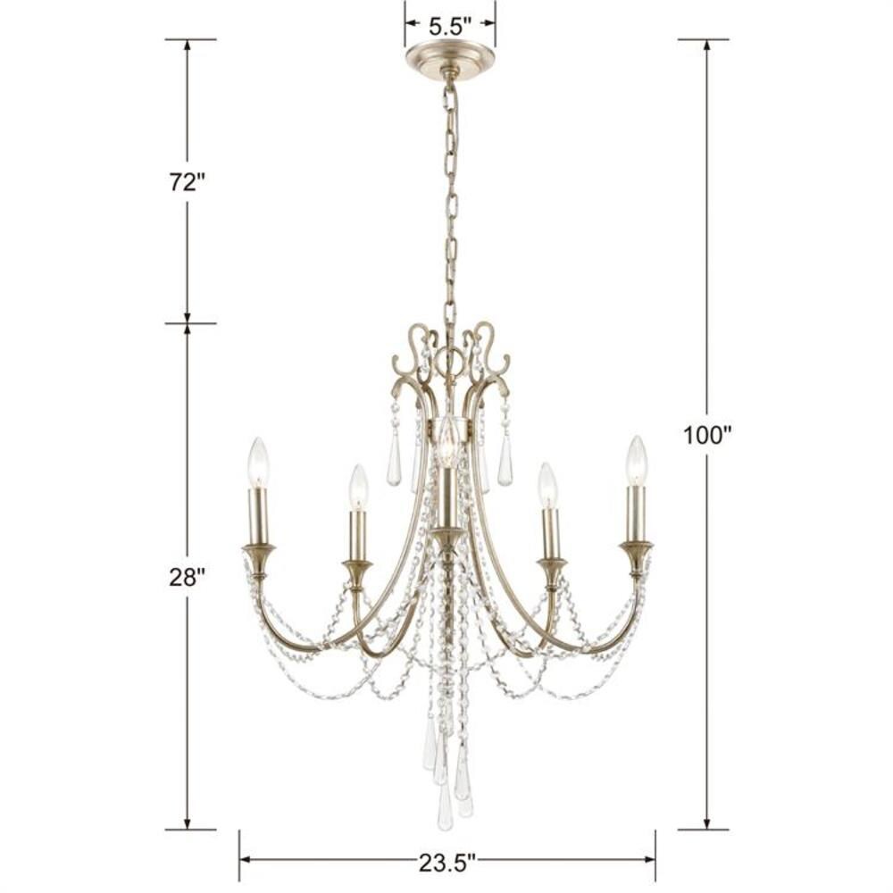 Crystorama Arcadia 5-Light Antique Silver Transitional Dry Rated ...