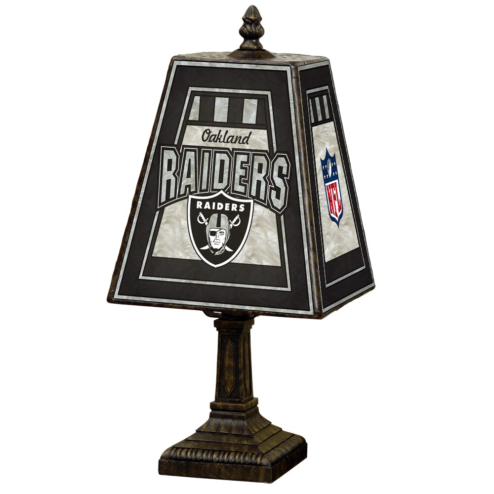 The Memory Company Oakland Raiders Art Glass 14.5-in Brass Table Lamp ...