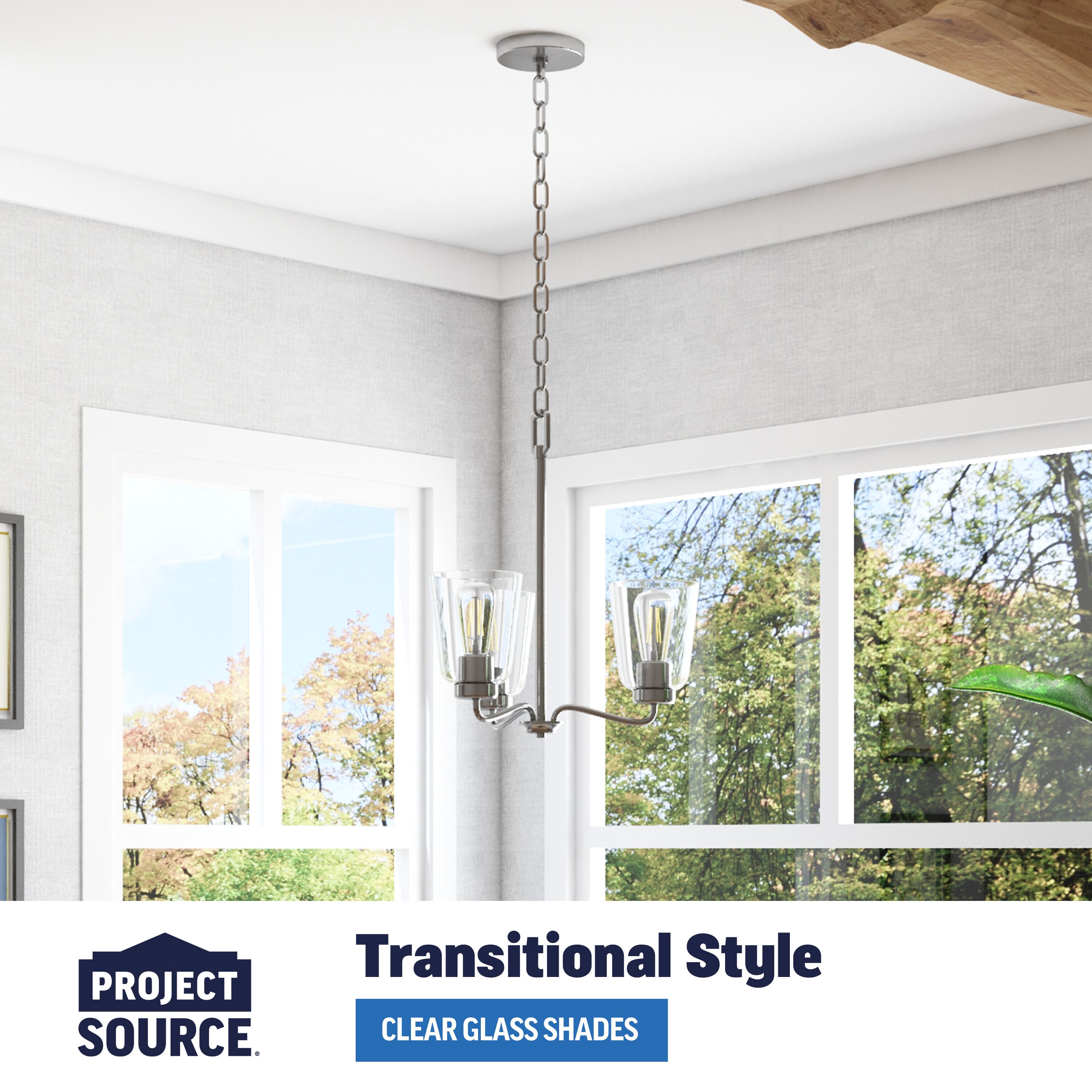 Project Source Traywick 3-Light Brushed Nickel Transitional LED Chandelier
