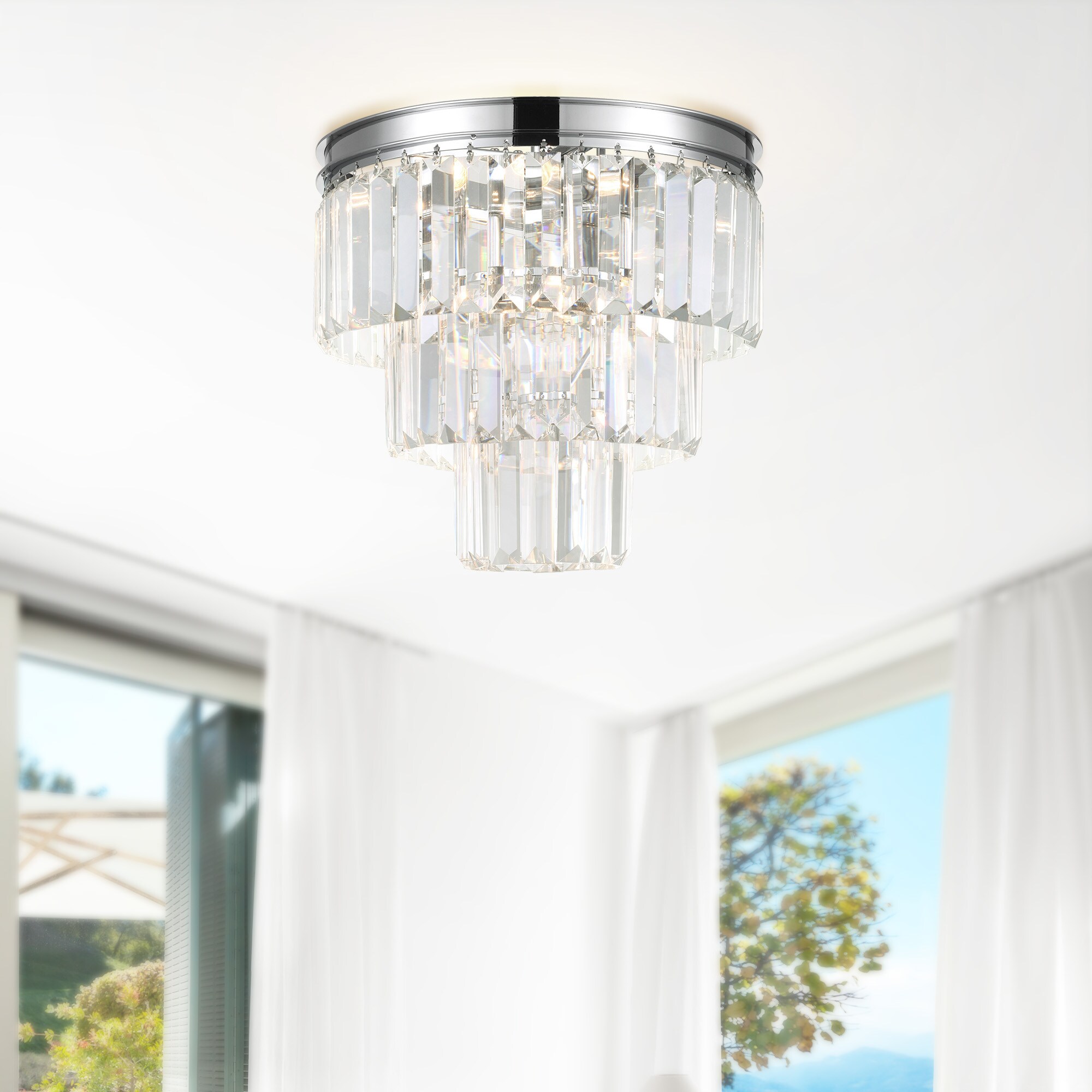 CWI Lighting 9969C12-8-601 Weiss 8.0 -Light 12.0-in Multiple finishes Chrome Flush Mount Light
