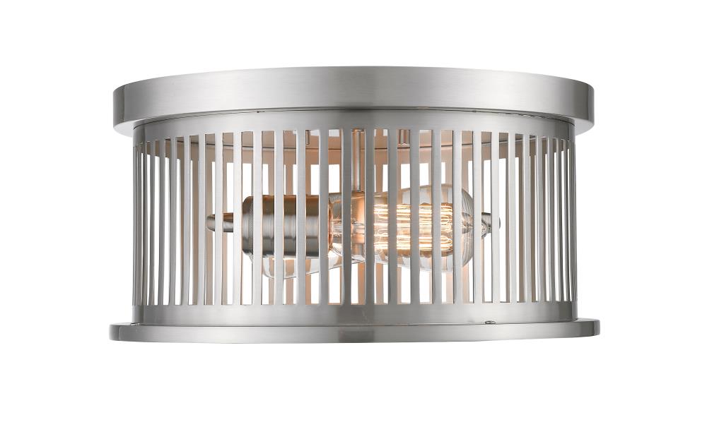 Z-Lite 334F2BN Camellia 1 -Light 13.125-in Brushed Nickel Flush Mount Light