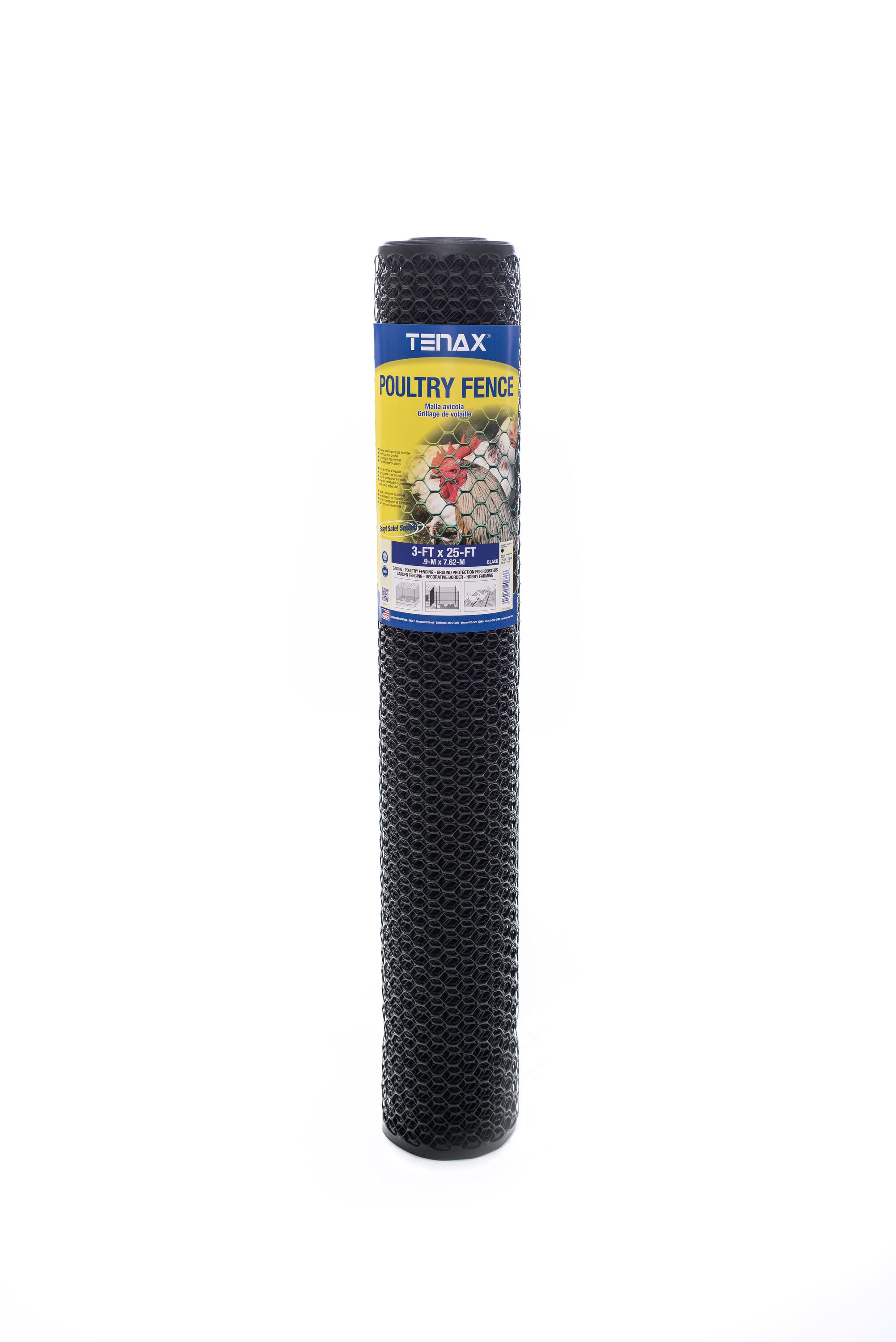 Tenax 2A230090 25-ft x 2-ft Black Plastic Chicken Wire Rolled Fencing