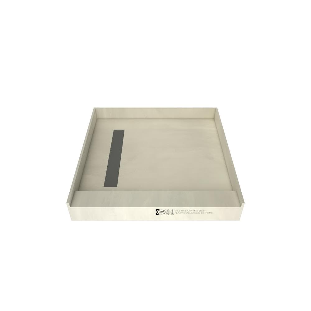 Tile Redi RT4242L-PVC-TBN 42-in W x 42-in L x 5.75-in H Made For Tile Square Shower Pan Base (Left Drain)