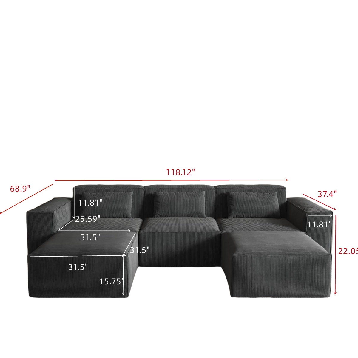 BuotiqHom DH-SF3+2-130BK Sofas-Loveseats - View #2