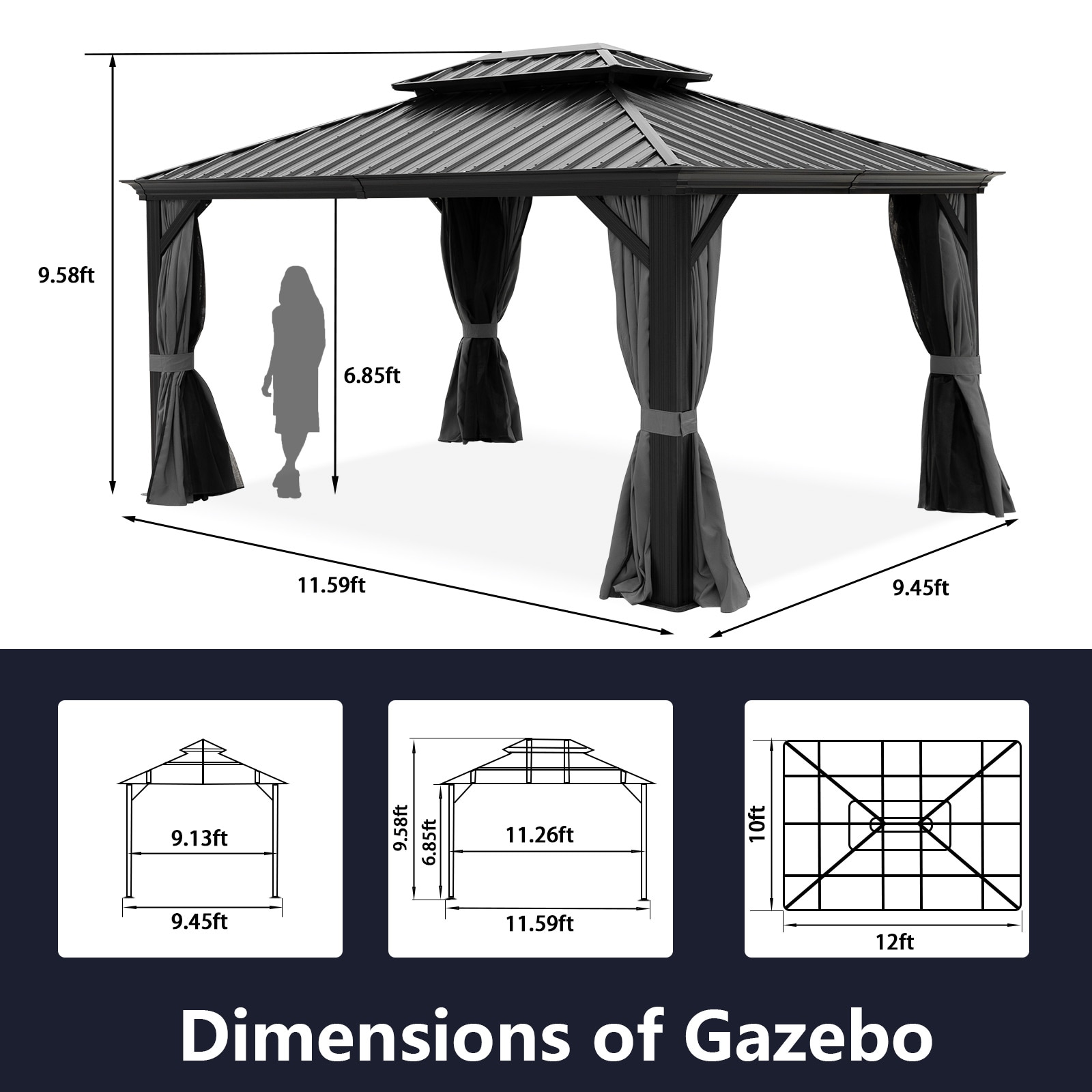 NOBLEMOOD LS-2002BK Wood-Resin-Gazebos - View #5