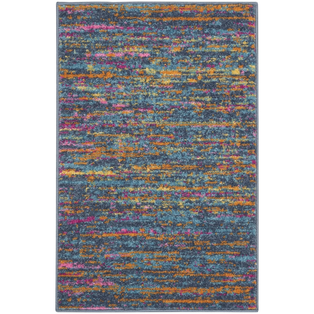 HomeRoots 4000385669 2 x 3 (ft) Loomed Polypropylene Blue Multicolor Rectangular Indoor Abstract Area rug