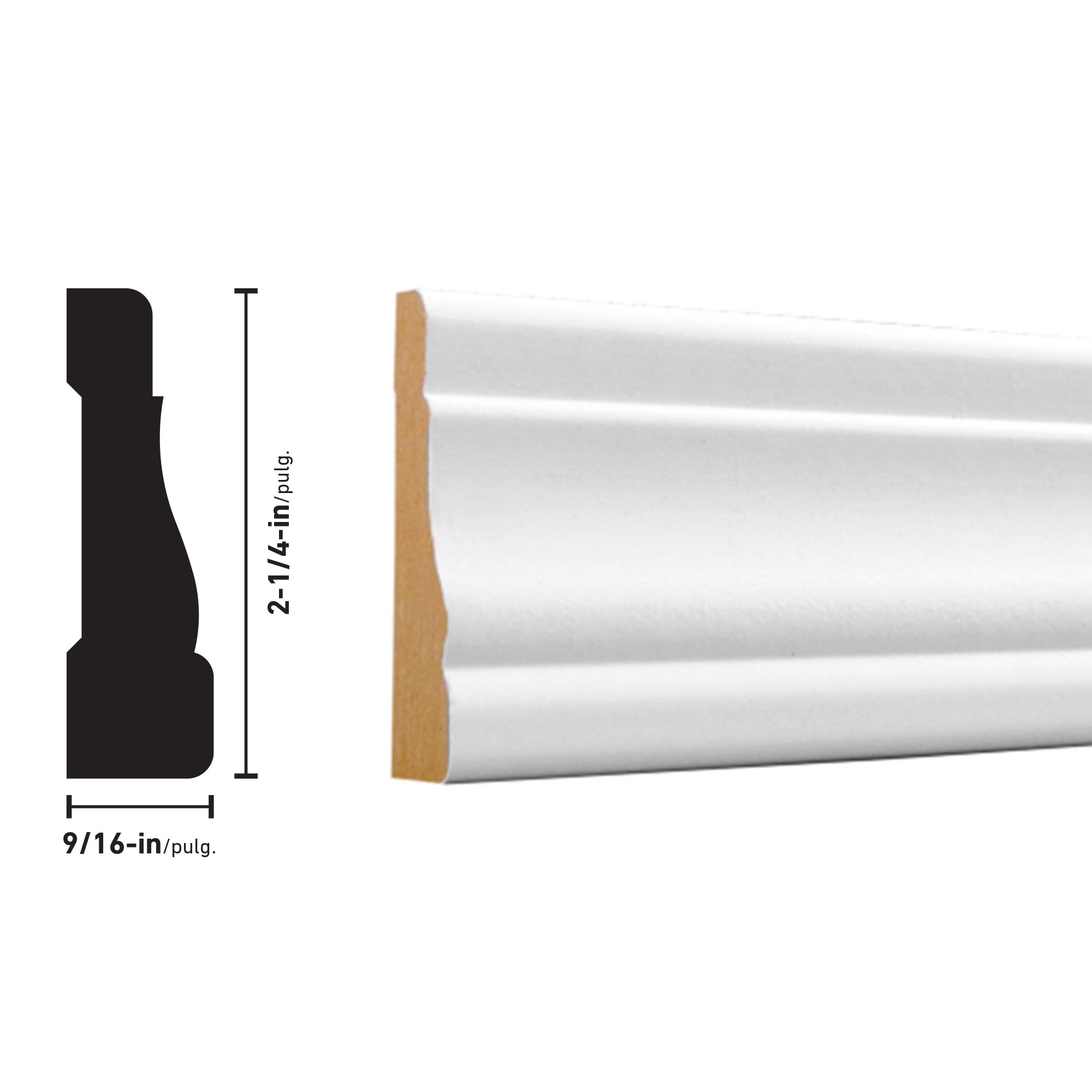 RELIABILT 9/16-in x 2-1/4-in x 7-ft Primed MDF 356 Casing (12-Pack) in ...