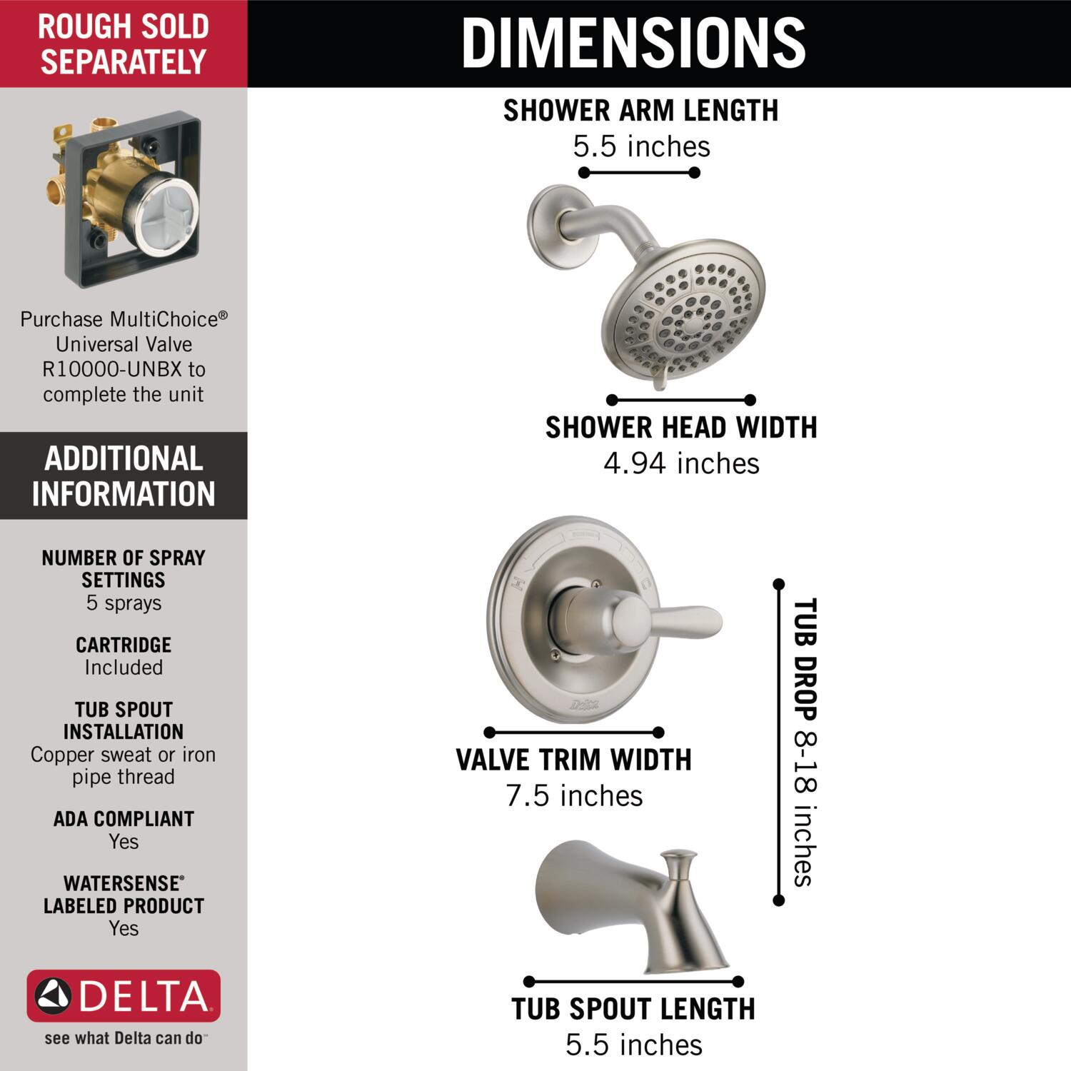 Delta T14438-SS Tub-Shower-Faucets - View #3