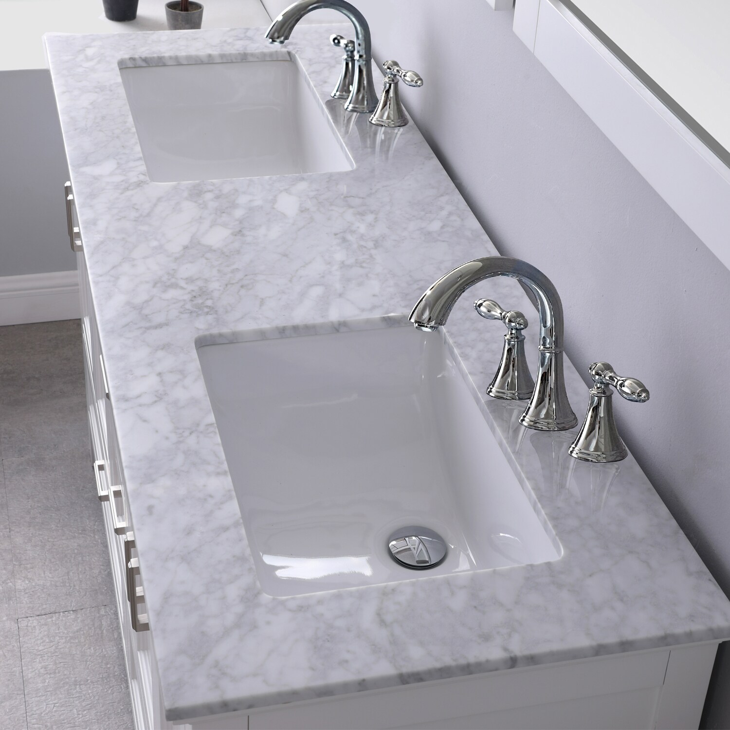 Altair Isla 60-in White Undermount Double Sink Bathroom Vanity with ...