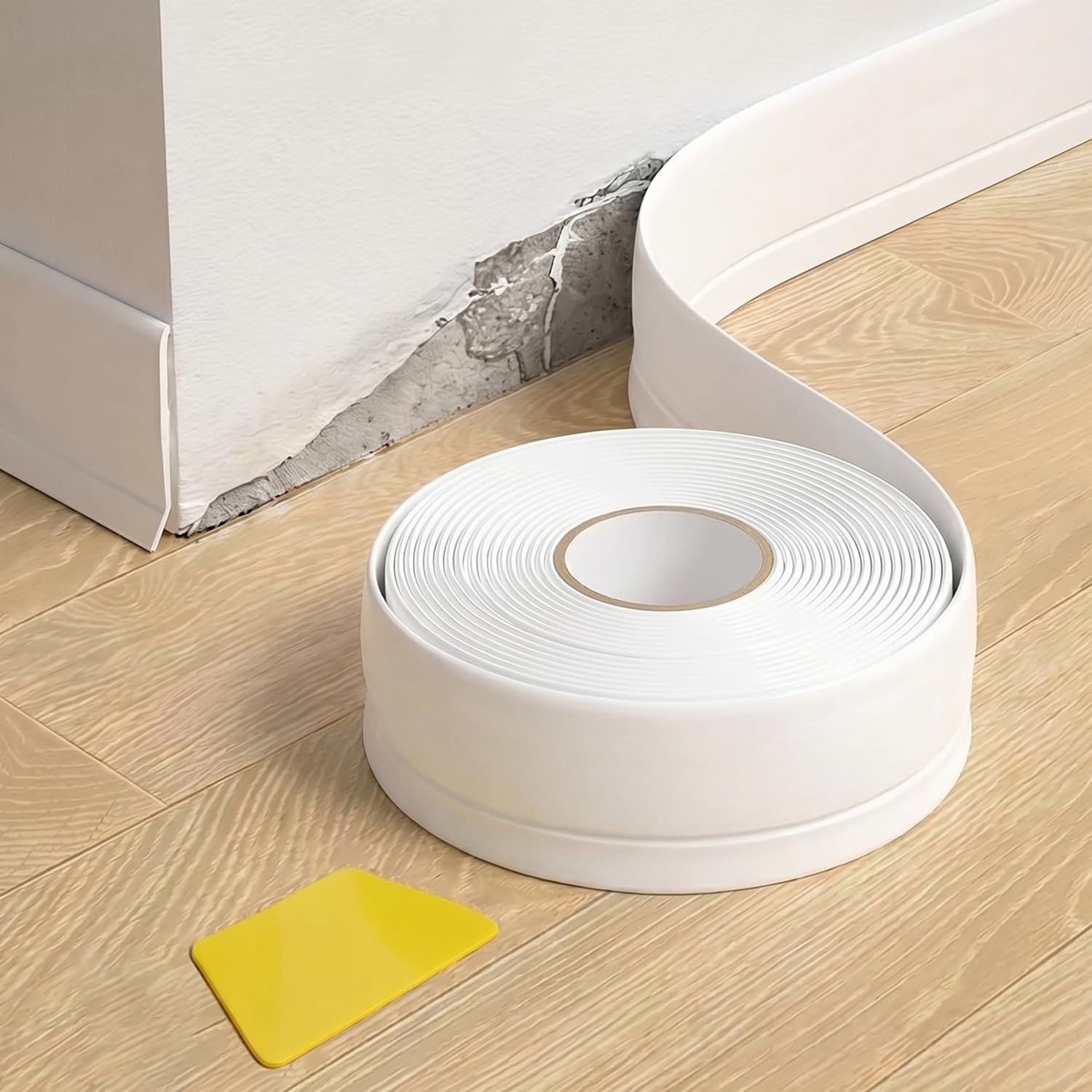 Anqtovp  Flexible Vinyl Skirting Board 1 Roll 6M x 50mm x 20mm Peel and Stick PVC Wide Soft Baseboard Wall Trim Covers Gaps for Bathroom Kitchen