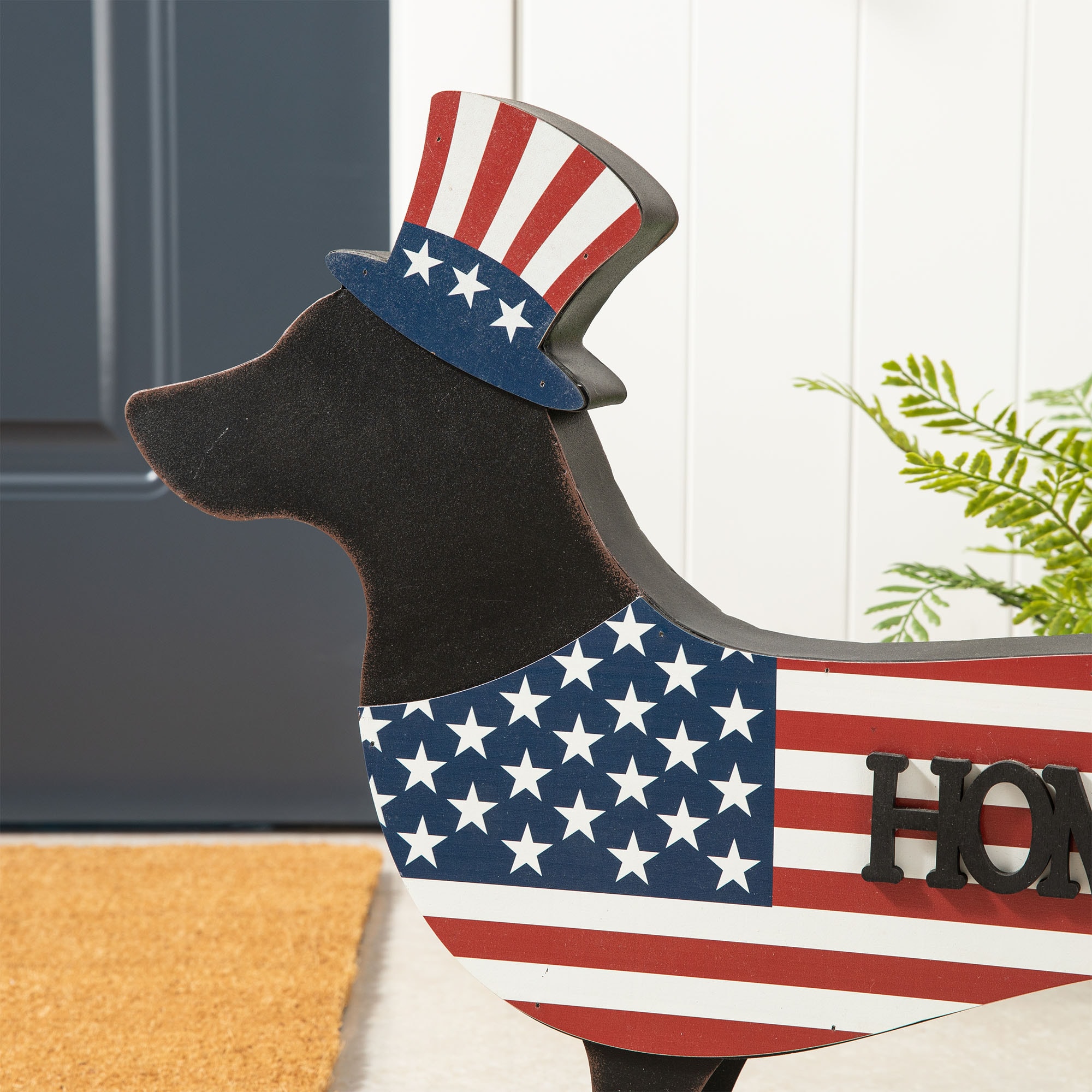 Glitzhome Wood Indoor/Outdoor Porch Decor Dog 4th of July Decor in the ...