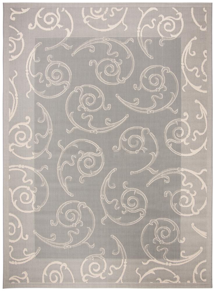 Safavieh CY2665-3606-9 Courtyard Scrolls 9 x 12 (ft) Loomed Polypropylene Gray/Natural Rectangular Indoor/Outdoor Abstract Coastal Area rug