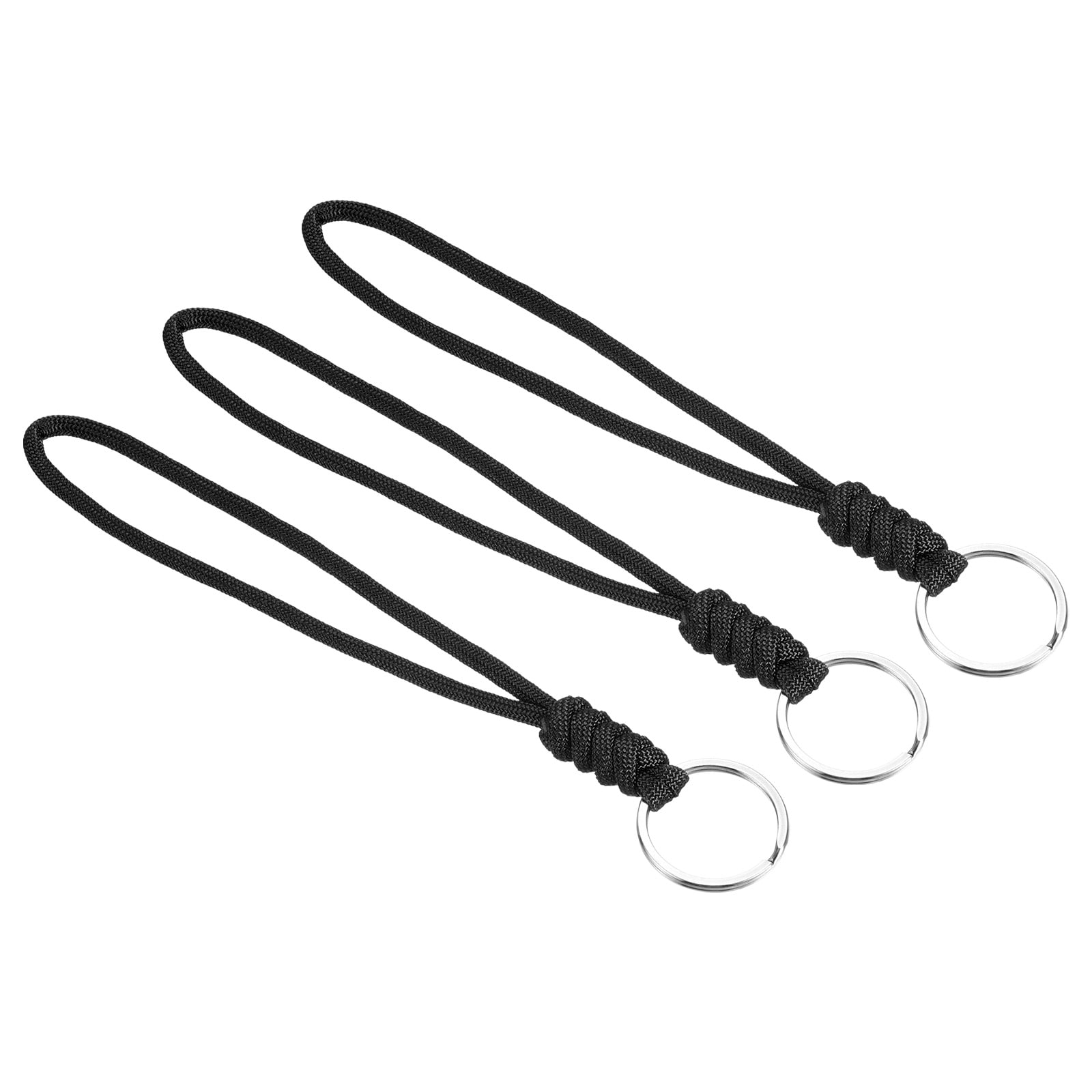PATIKIL Badge Lanyard with Keyring 8 Inch 3pcs Wrist Keychain Cord Metal Hook Strap for Keys Whistle ID Card Badge Holder Black #S25120502UX4183