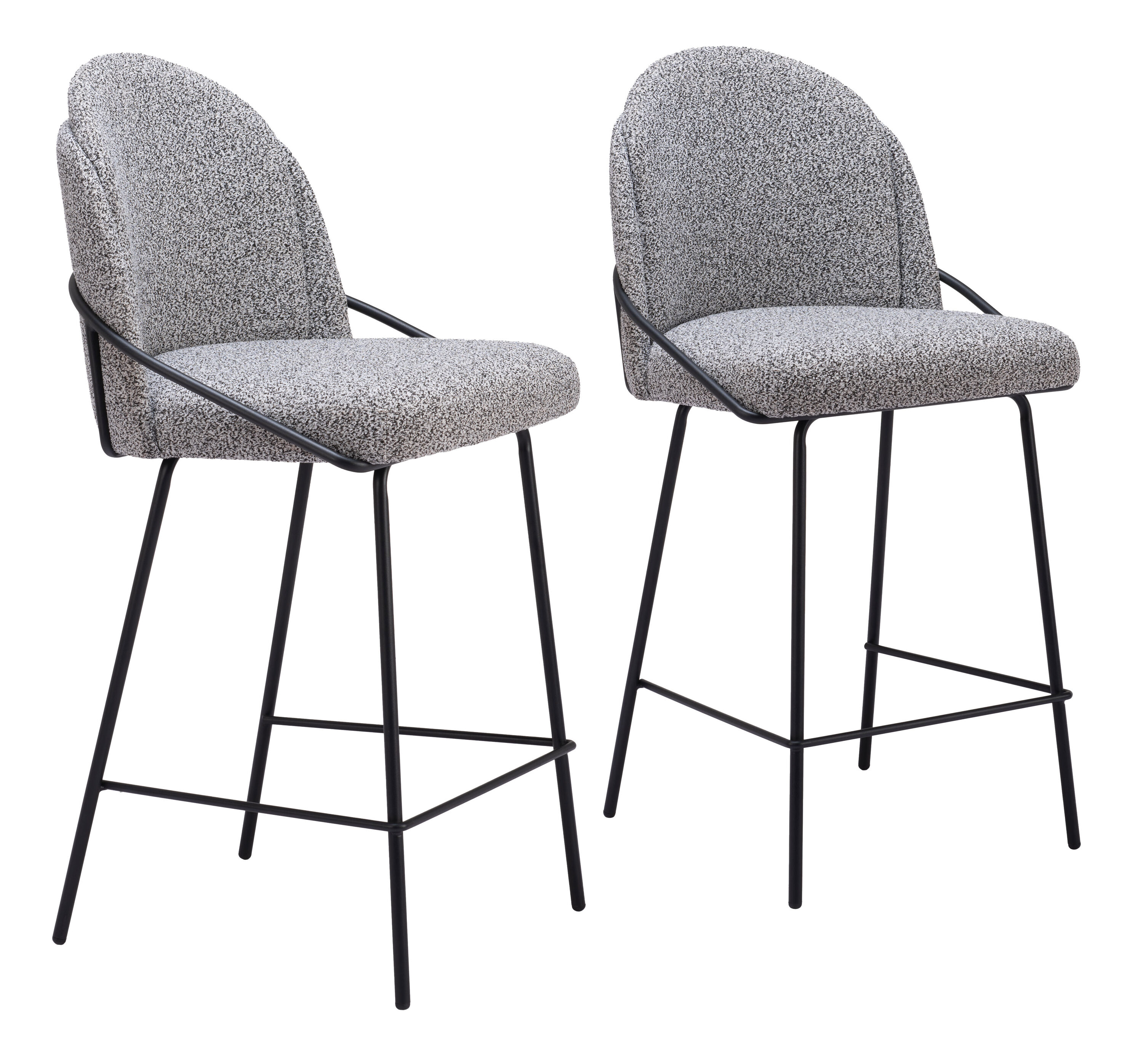 ZUO 109966 Set of 2 Black and White 26.4-in H Counter height (24-in to 27-in) Bucket Seat Upholstered Wood Back Bar Stool Back