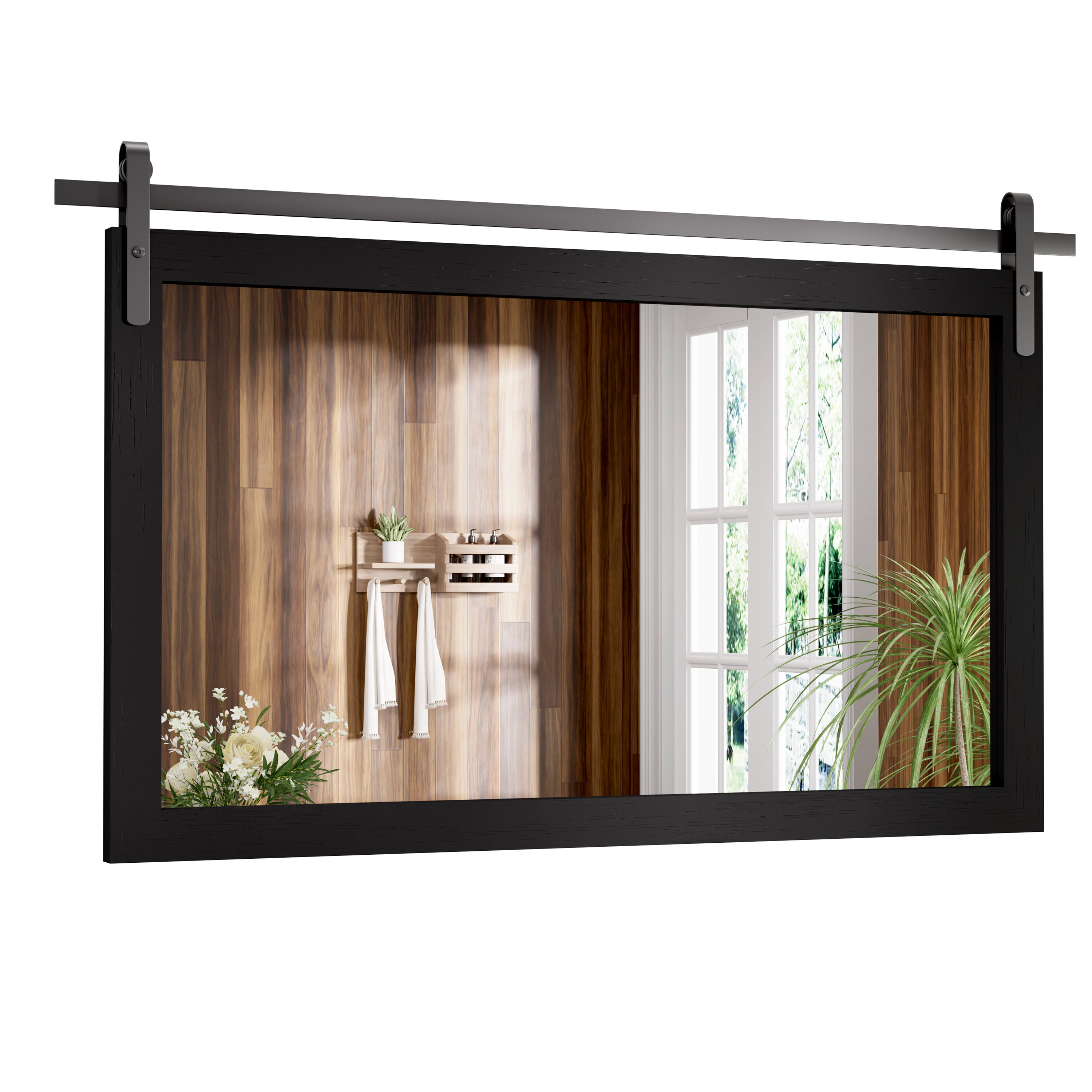Clavie LS-40261-FRBL Bathroom Mirrors Wall Mirrors Accent Mirrors 40-Inches W x 26.0-Inches H Rectangle Black Framed Wall Mirror