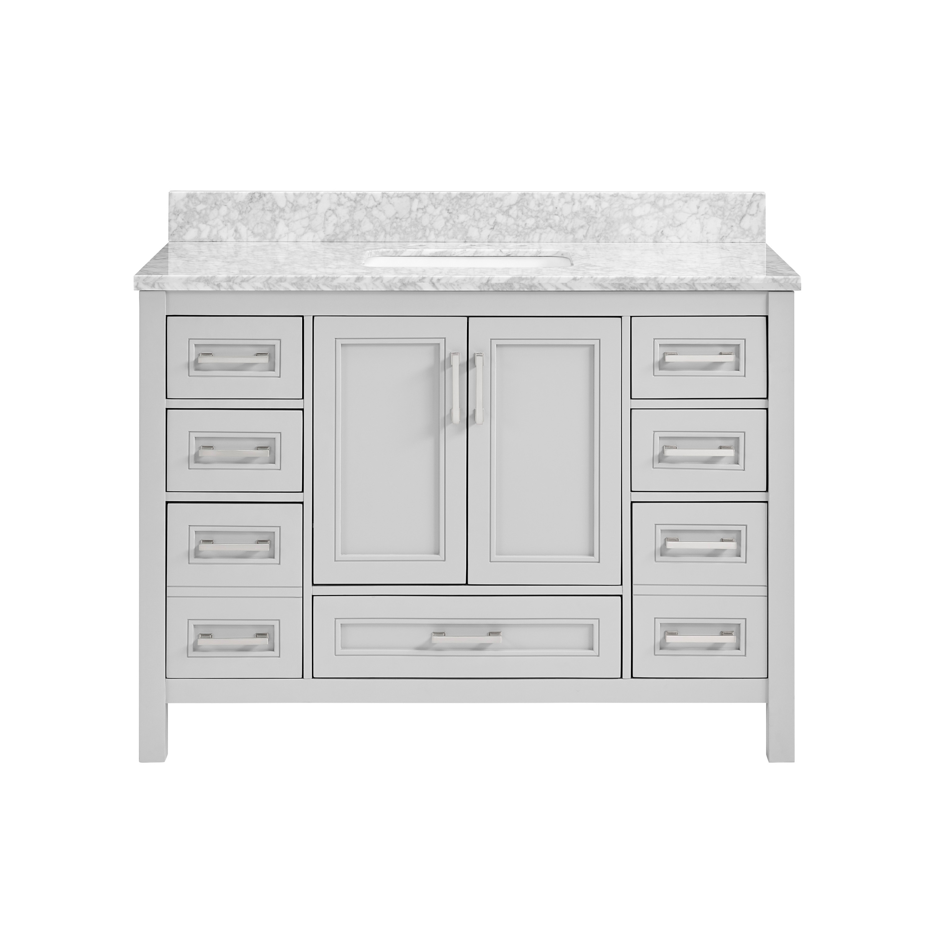 Crest Hill 48-in Light Gray Undermount Single Sink Bathroom Vanity with Carrara Natural Marble Top | - allen + roth 1541VA-48-242-900L