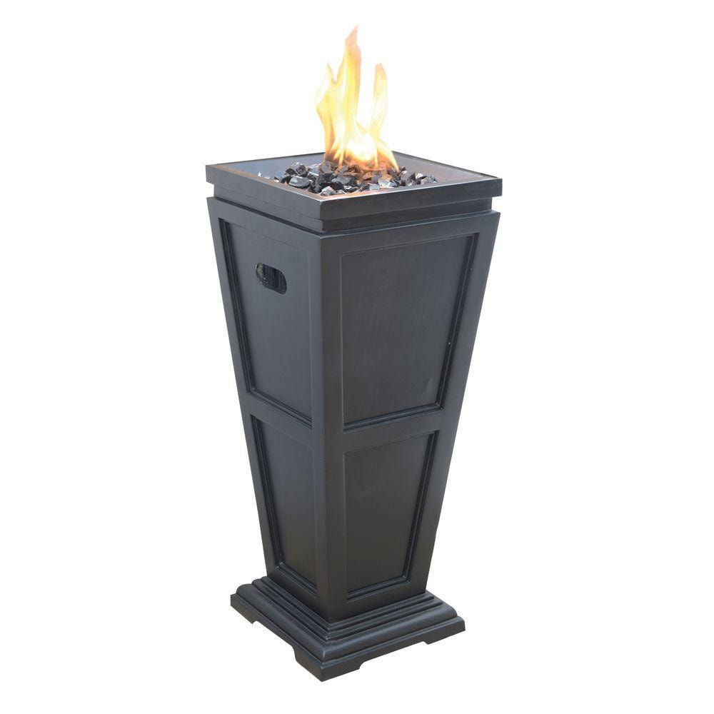 UniFlame GLT1332SP 11.8-Inches W Black Slate Faux stone Liquid propane Fire column