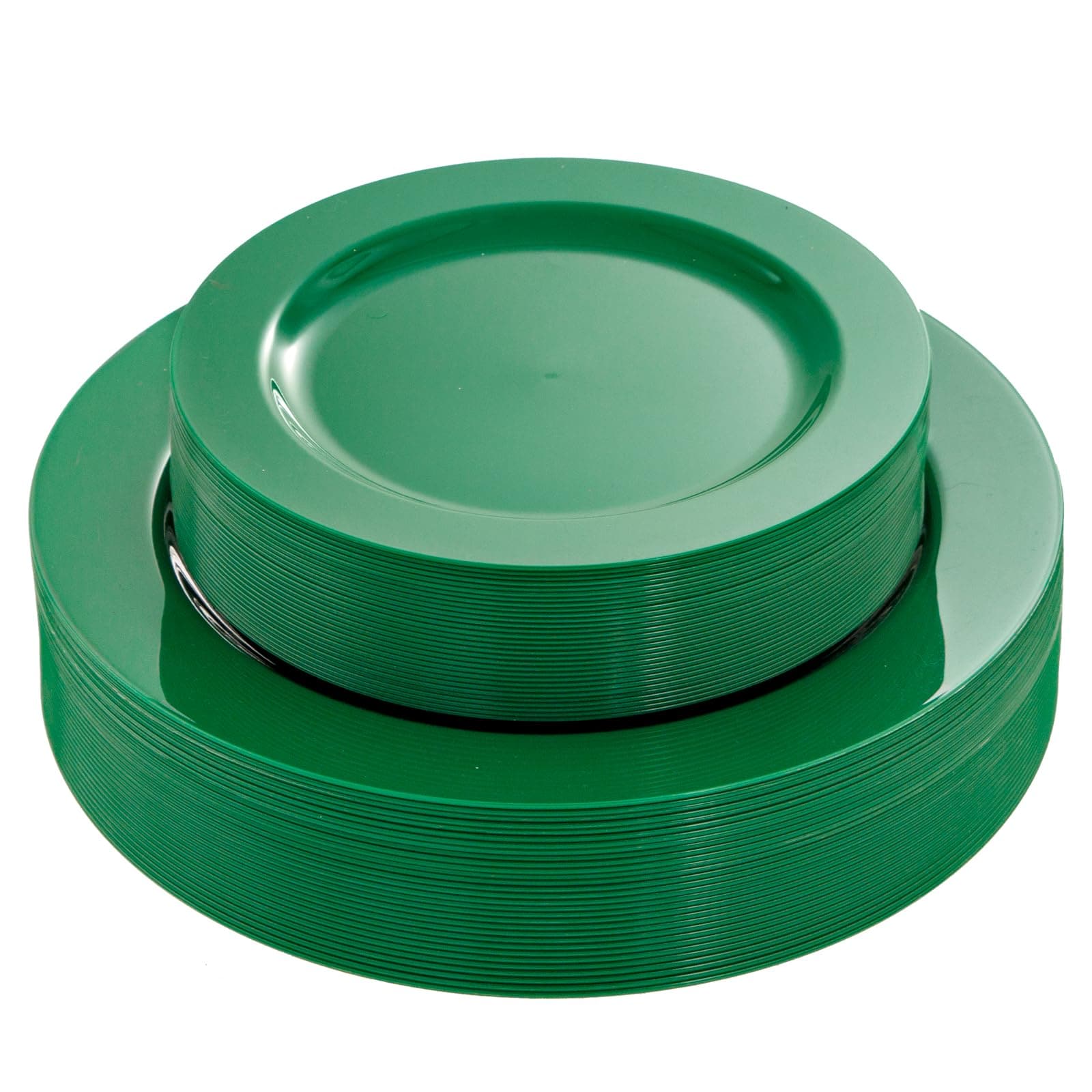 Phewnyzo  60 pcs Green Plates Set Disposable Heavy Duty Plastic Dinner and Dessert Plates for Christmas and St Patricks Party BPA Free