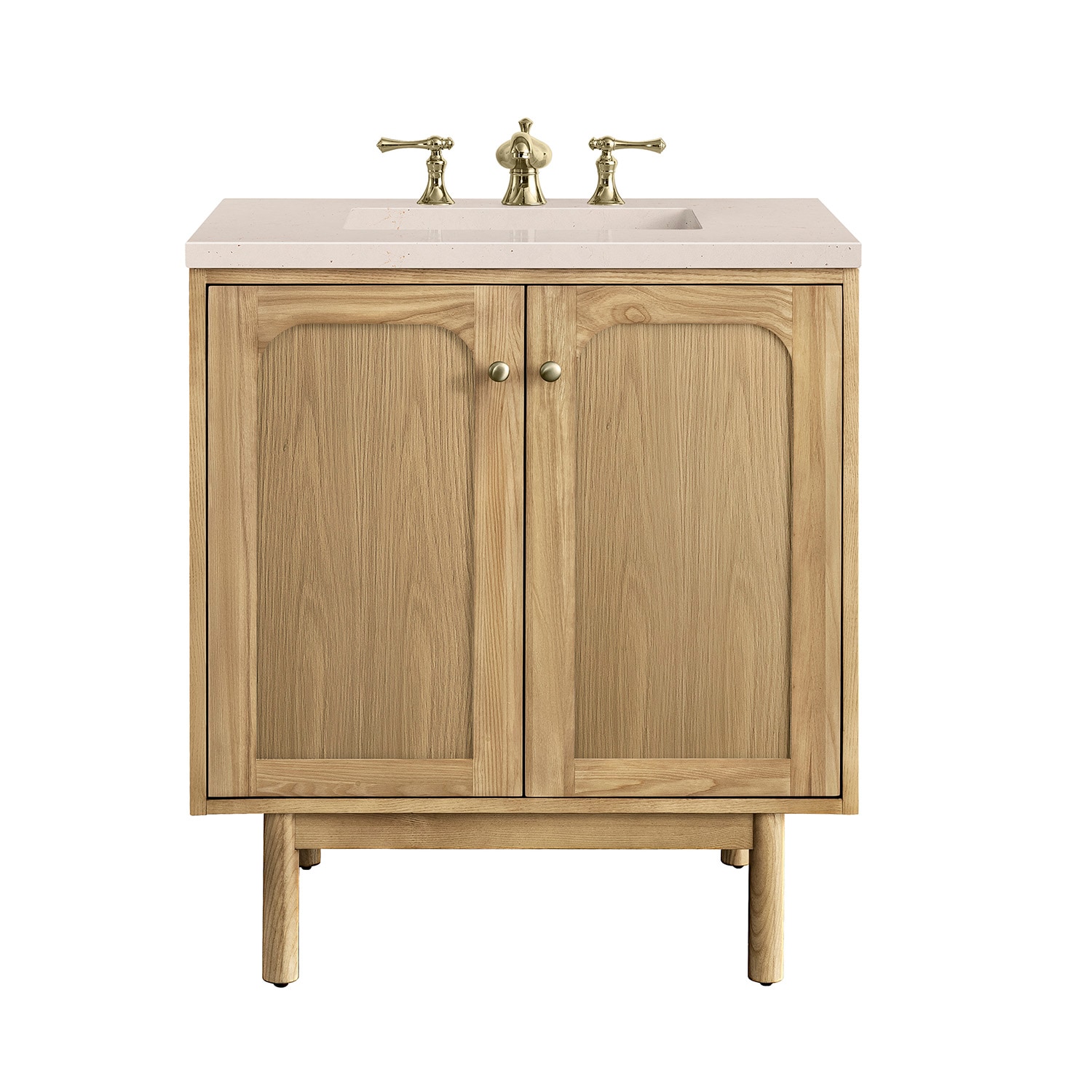 Laurent 30" Light Natural Oak Wall-Mount Single Vanity with Eternal Marfil Top