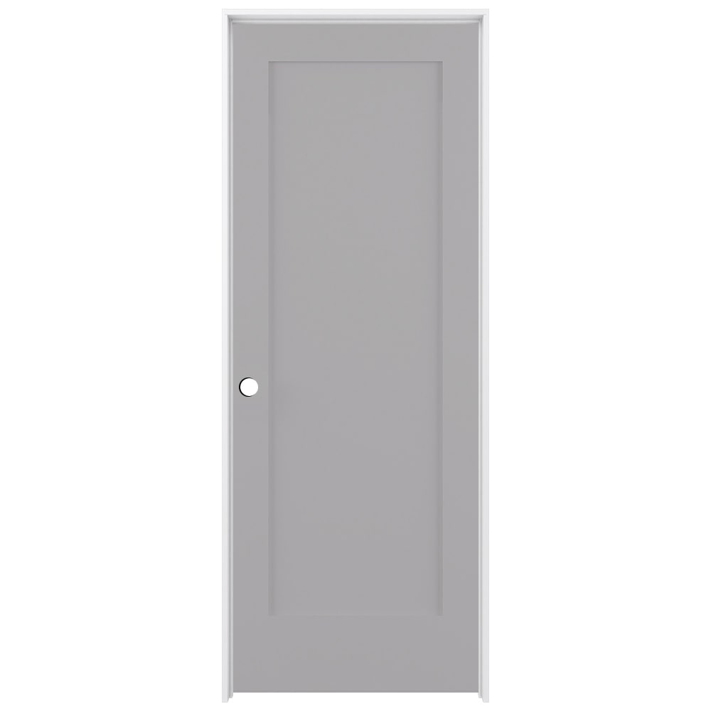 RELIABILT LO1368843 24-in x 80-in Driftwood Solid core 1-panel square Right hand Smooth Prefinished Pine Wood Flat Jamb Single Prehung Interior Door