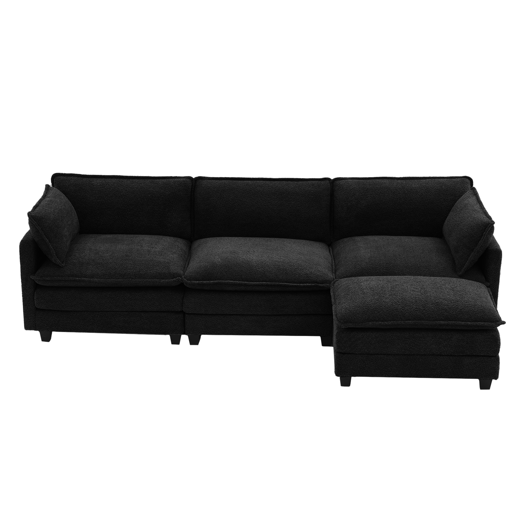 VOUA SAF-DXGQQ-BL 112.2-in Casual Black Chenille 3 -seater Sectional