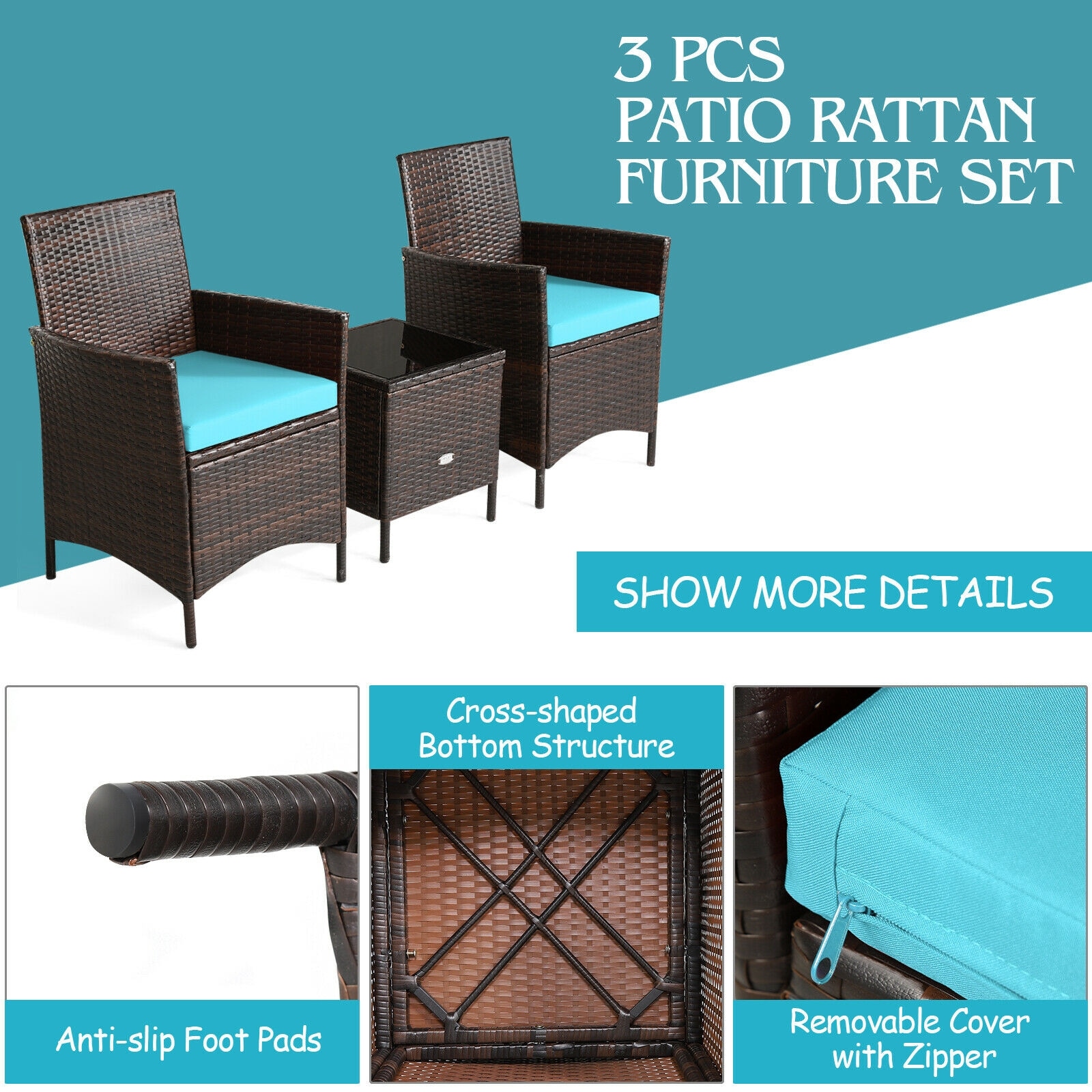 Forclover HBV-050LB Patio-Conversation-Sets - View #5