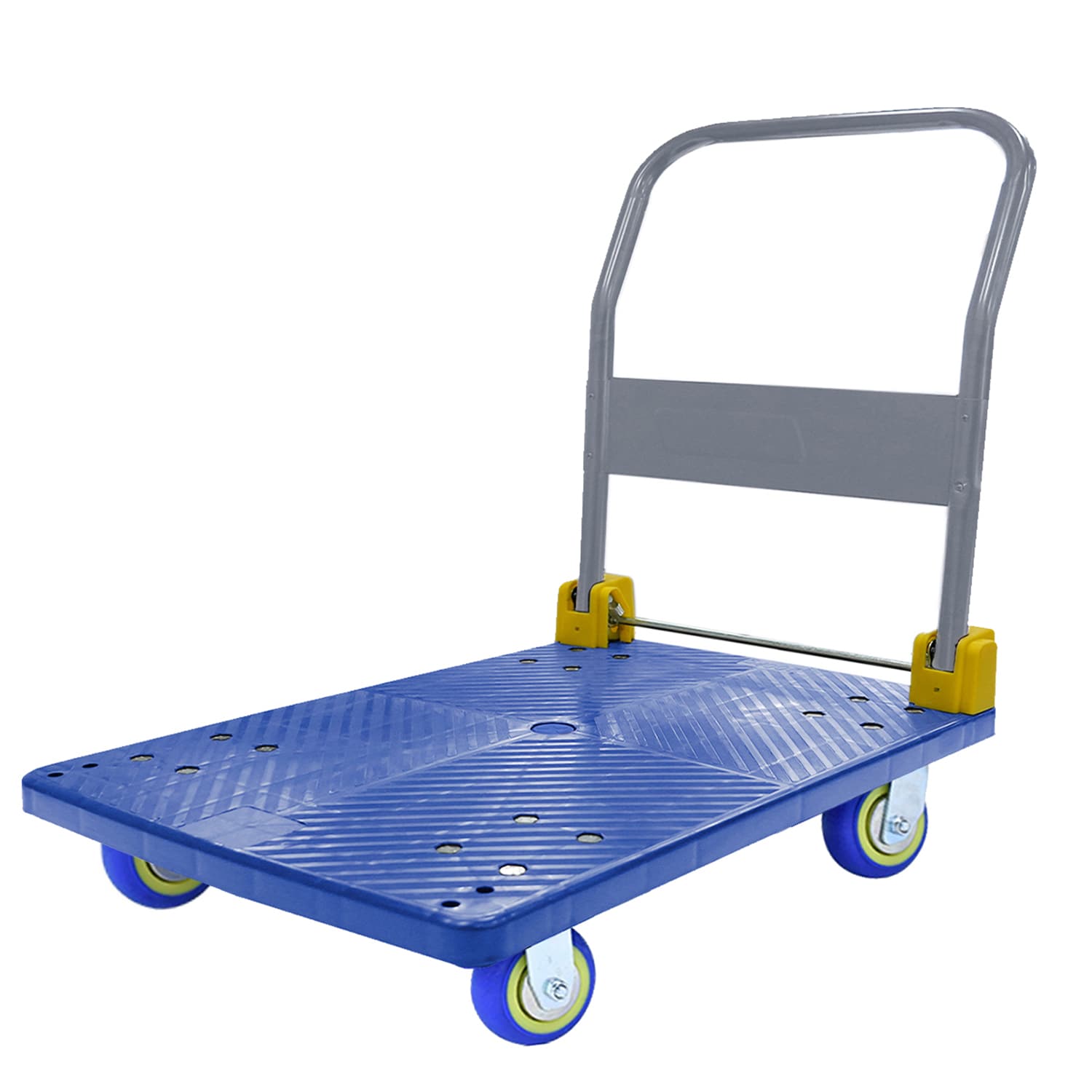 Kahomvis COS-QPW1-009 1320-lbs. Capacity 4 -Wheel Blue Steel Heavy duty platform truck