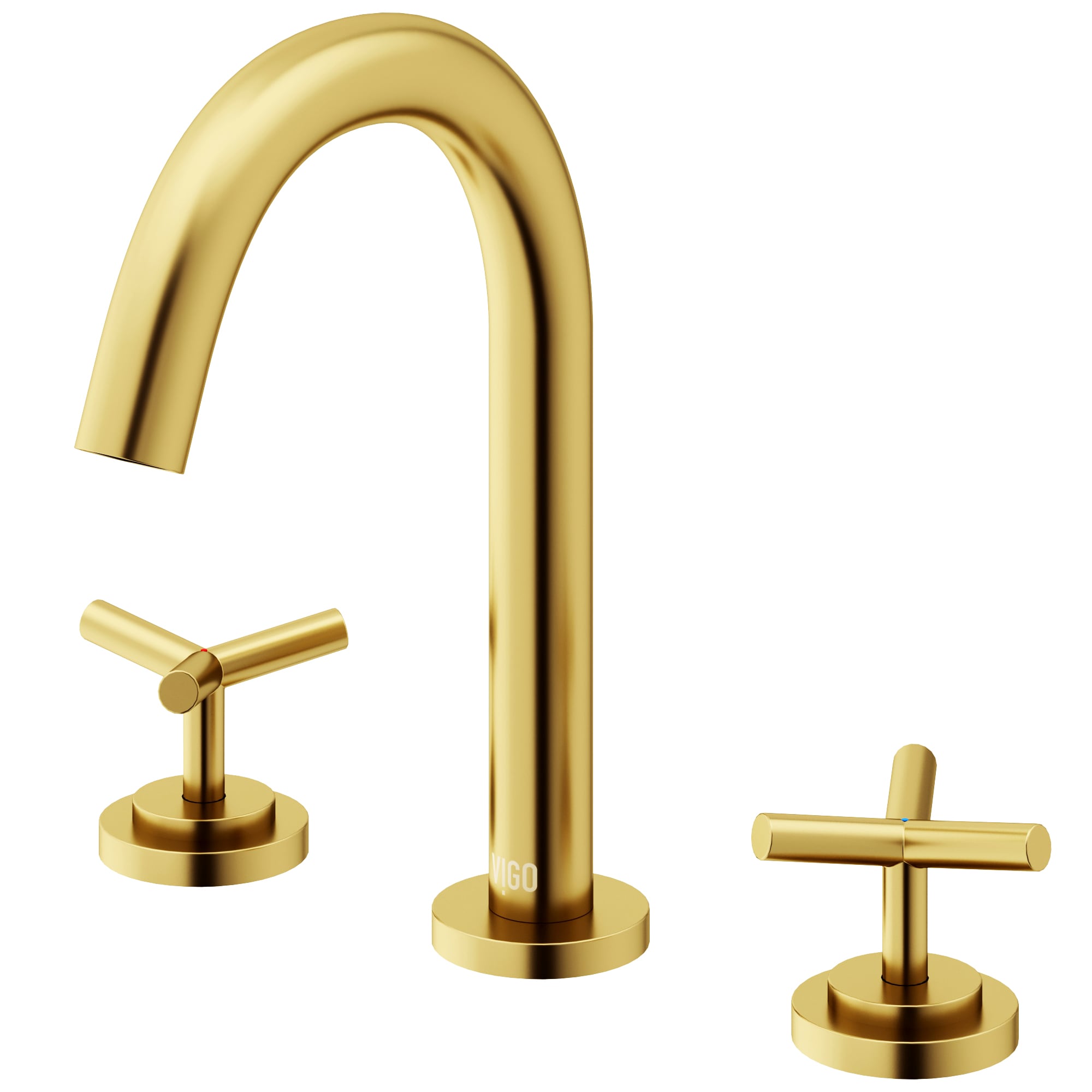 VIGO VG01308MG Jewel Matte Brushed Gold Widespread 2-handle WaterSense High-arc Commercial/Residential Handle Bathroom Sink Faucet