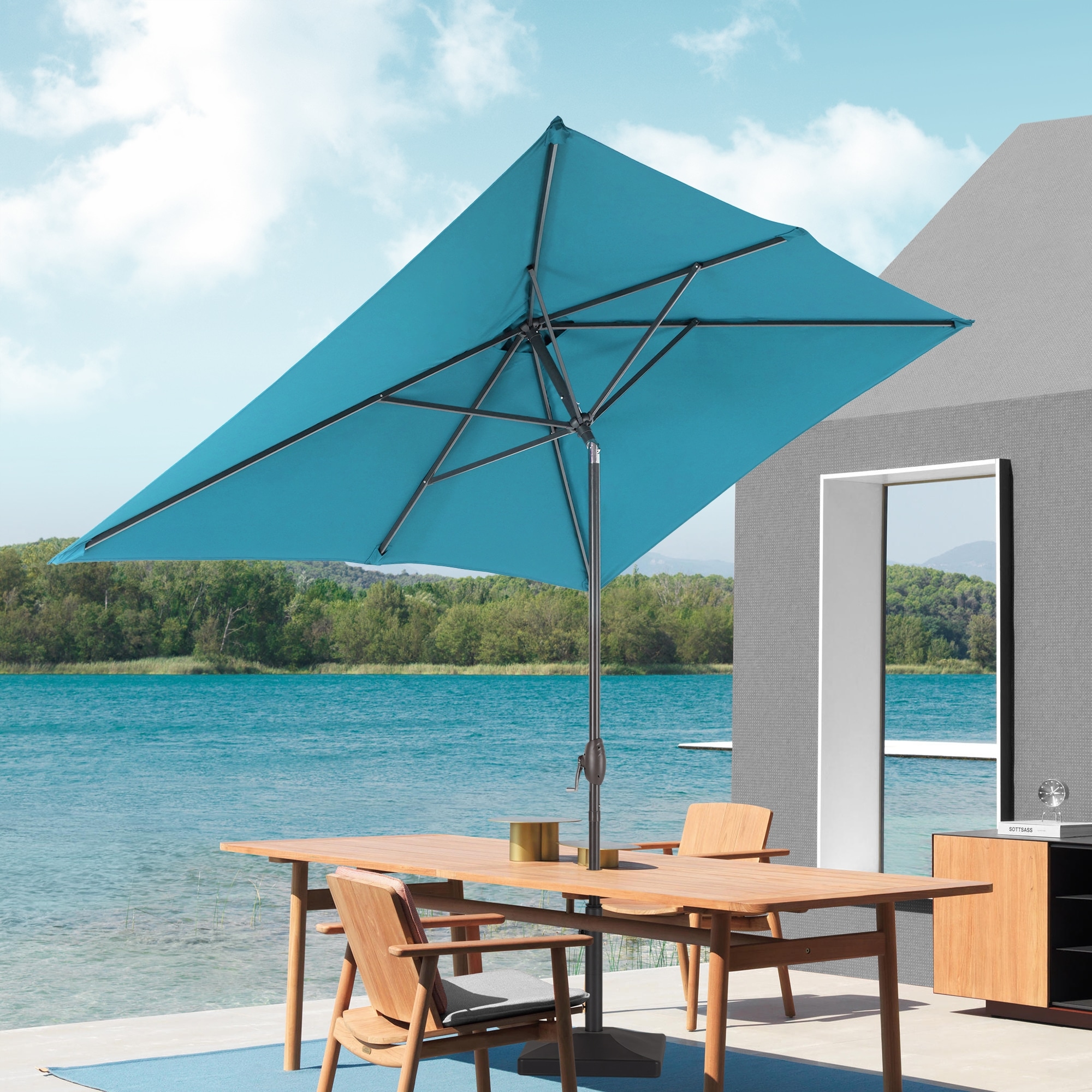 ACEGOSES LW-310-LB 9-Feet Steel Blue Push-button Tilt Market Patio Umbrella