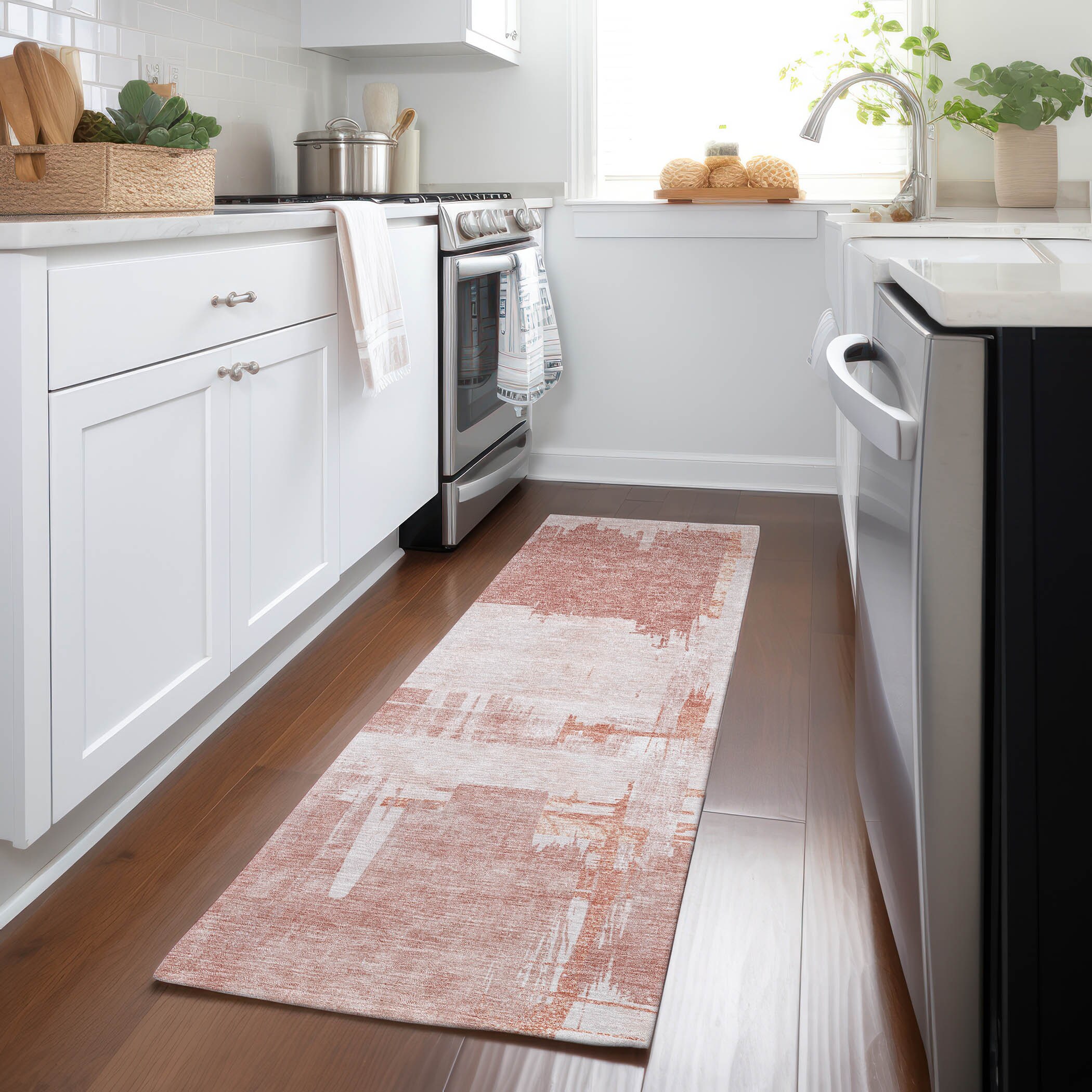 Addison Rugs ACN624BL2X8 Chantille ACN624BL 2 x 7 (ft) Polyester Blush Rectangular Indoor/Outdoor Geometric Machine washable Runner rug