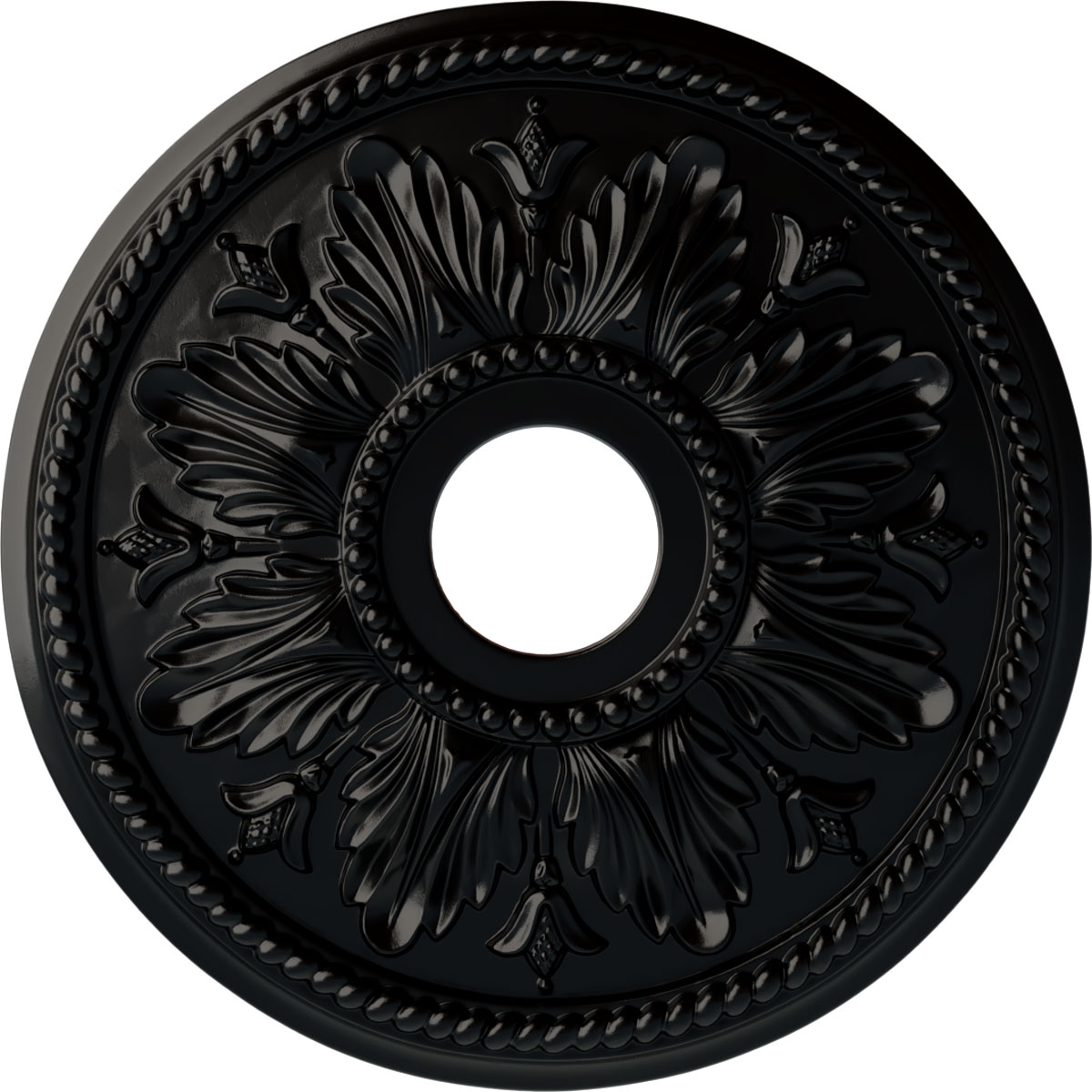 Ekena Millwork CM18ED1BLF Edinburgh 18.125-in W x 18.125-in L Painted Jet Black Polyurethane Whole Ceiling Medallion