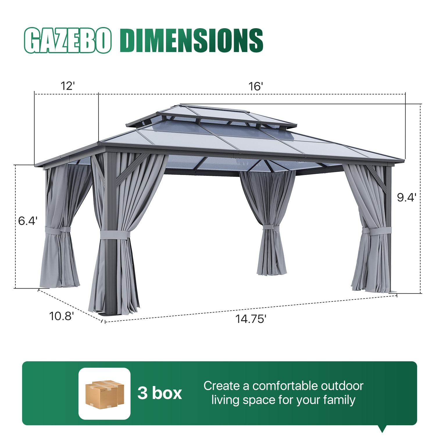 AOXUN ZZ-GB-161205G Wood-Resin-Gazebos - View #4