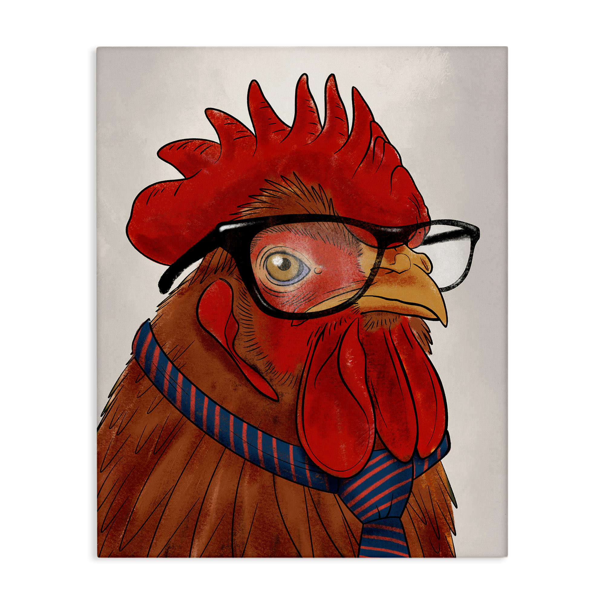 Stupell Industries BS-098-CN-16X20 Trendy Rooster with Tie Canvas Wall Art By Marcus Prime 16 x 20