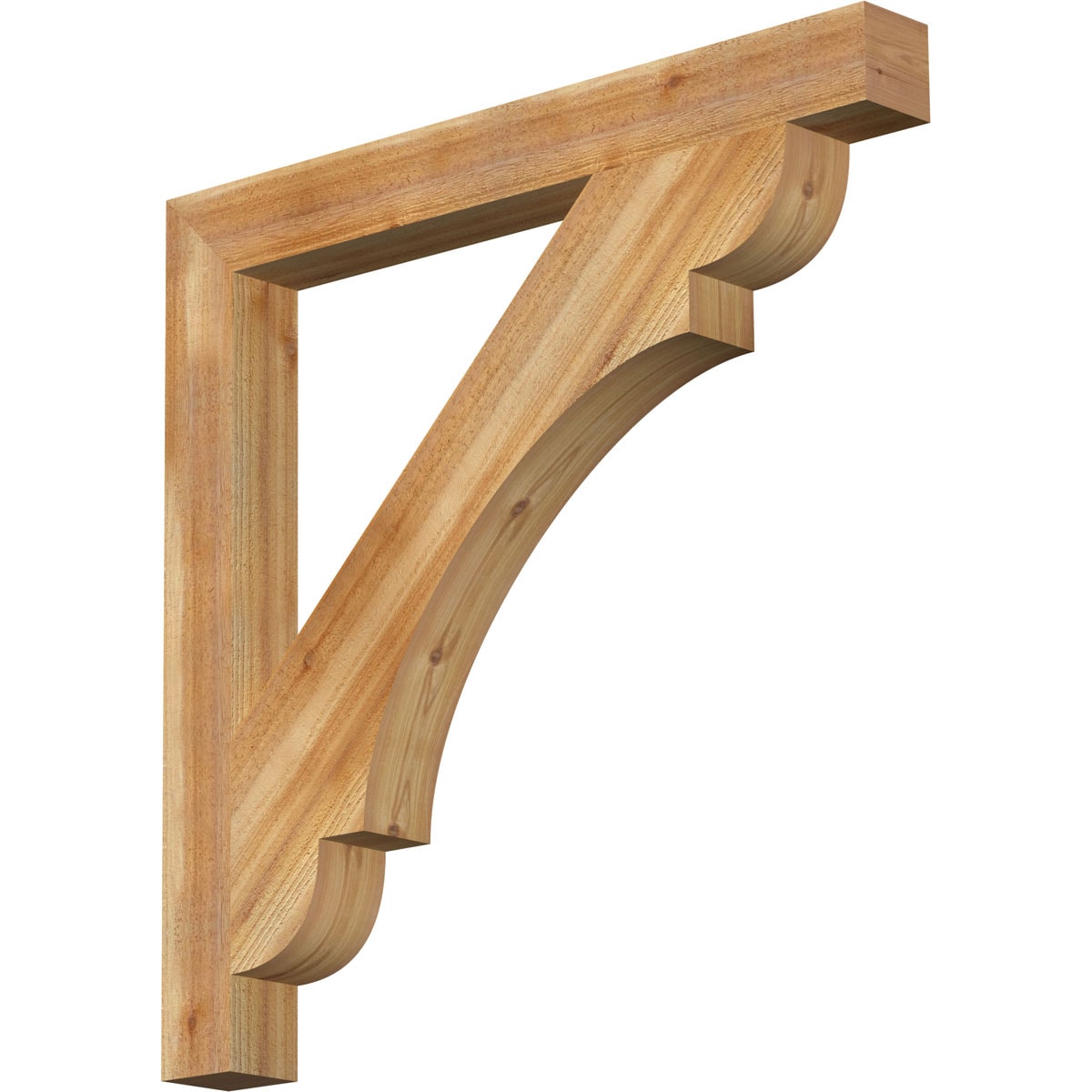 Ekena Millwork BKT04X38X38OLY05RWR Olympic block rough sawn 4-in x 38-in x 38-in Western red cedar Brown Wood Standard bracket