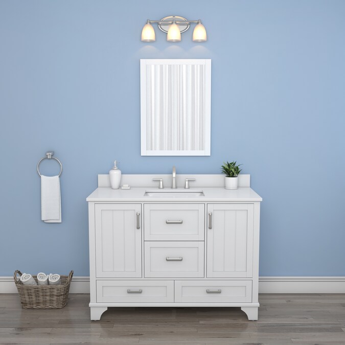 Allen Roth Whittaker 48 In White, Beadboard Bathroom Vanity With Sink