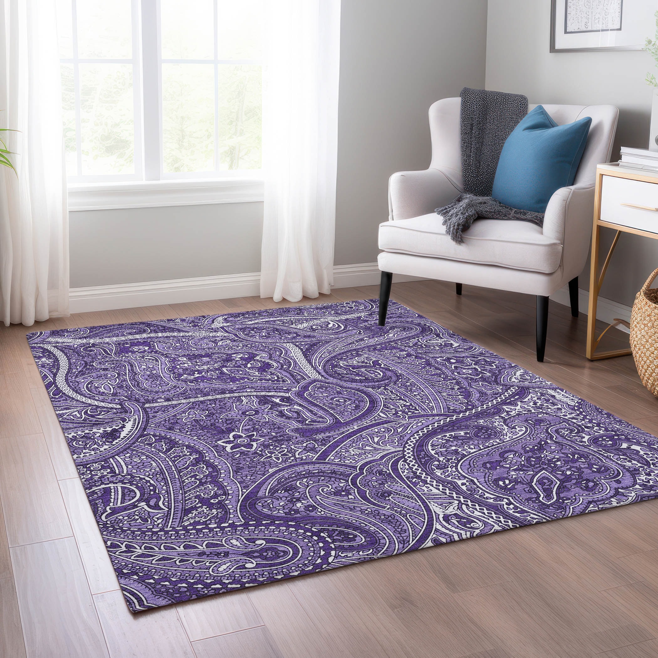 Addison Rugs ACN623PP3X5 Chantille ACN623PP 3 x 5 (ft) Polyester Purple Rectangular Indoor/Outdoor Geometric Machine washable Area rug