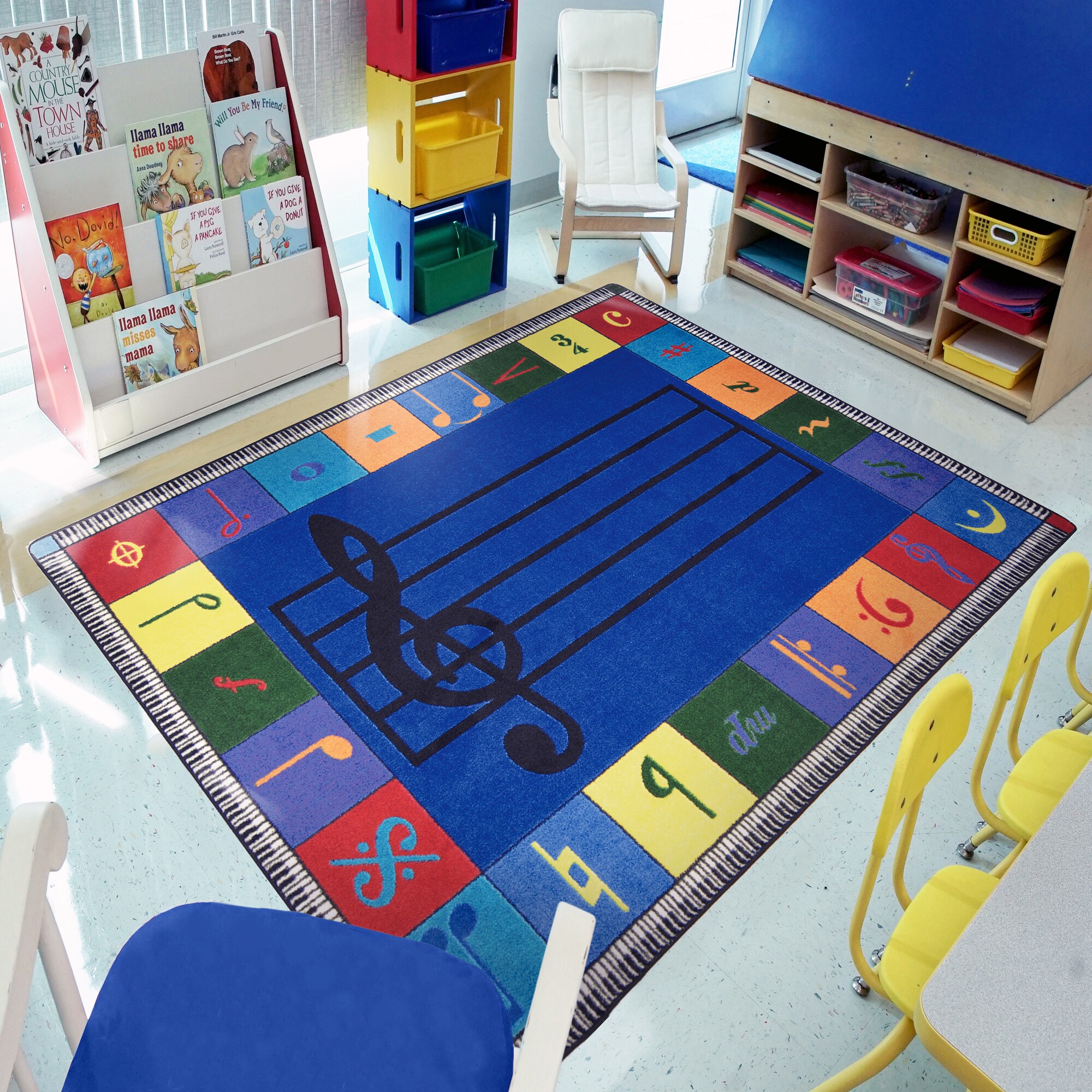 Joy Carpets Noteworthy 5 x 8 Multi-color Indoor Border Kids Area Rug