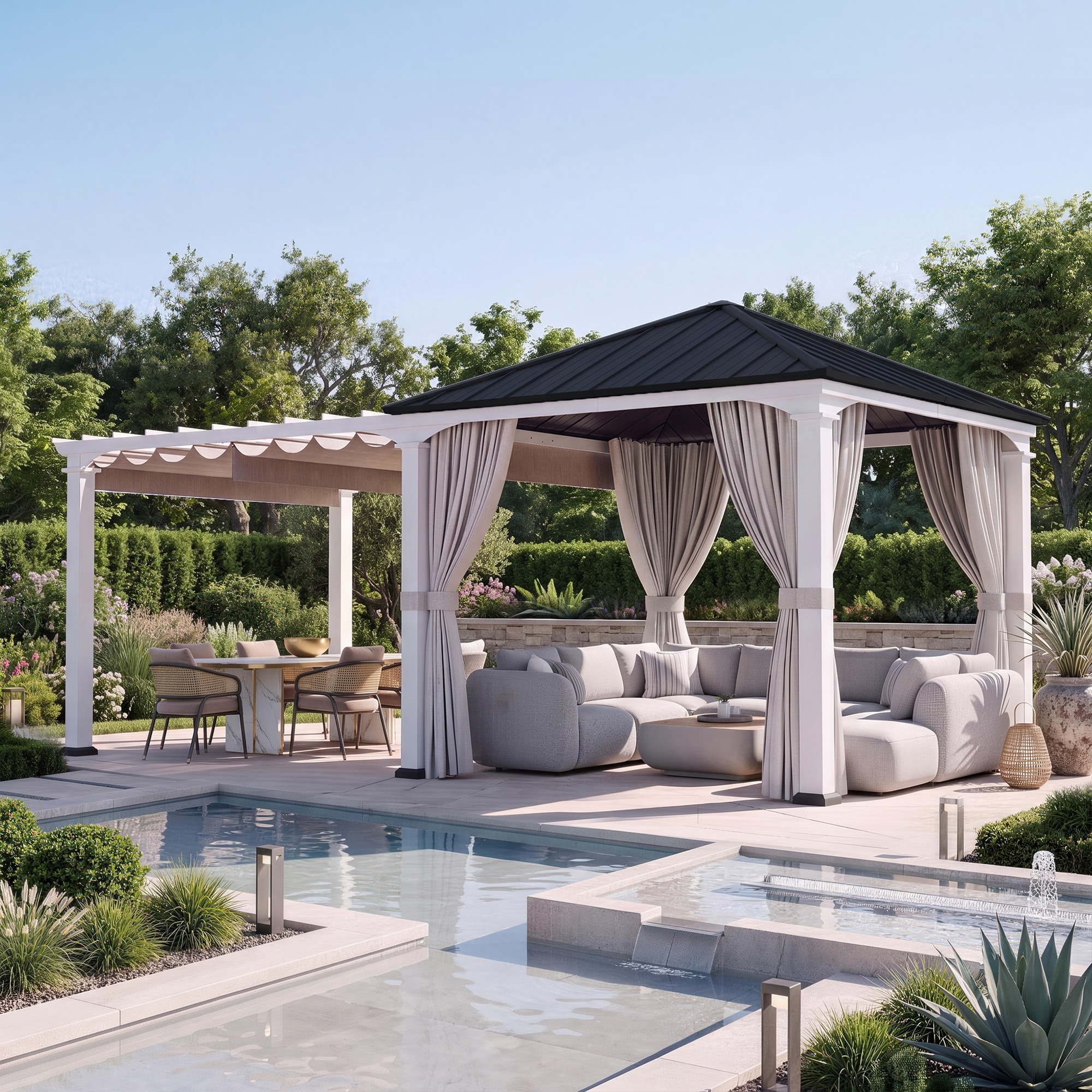 ELEVATE OUTDOORS Suncrest 10-ft x 20-ft Hardtop Roof Iron Gazebo