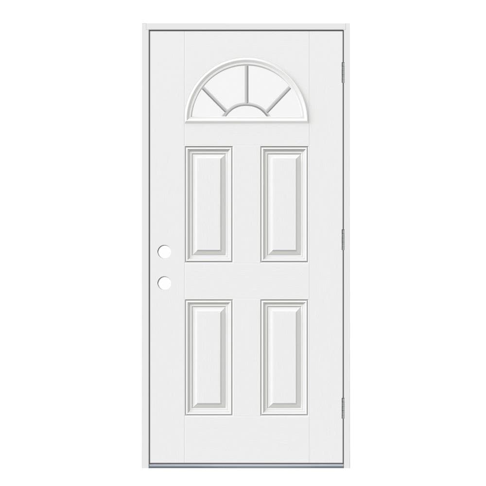 JELD-WEN JW227800002 36-in x 80-in x 4-9/16-in Steel 1/4 lite Left-hand outswing Primed Prehung Front Door Insulating core