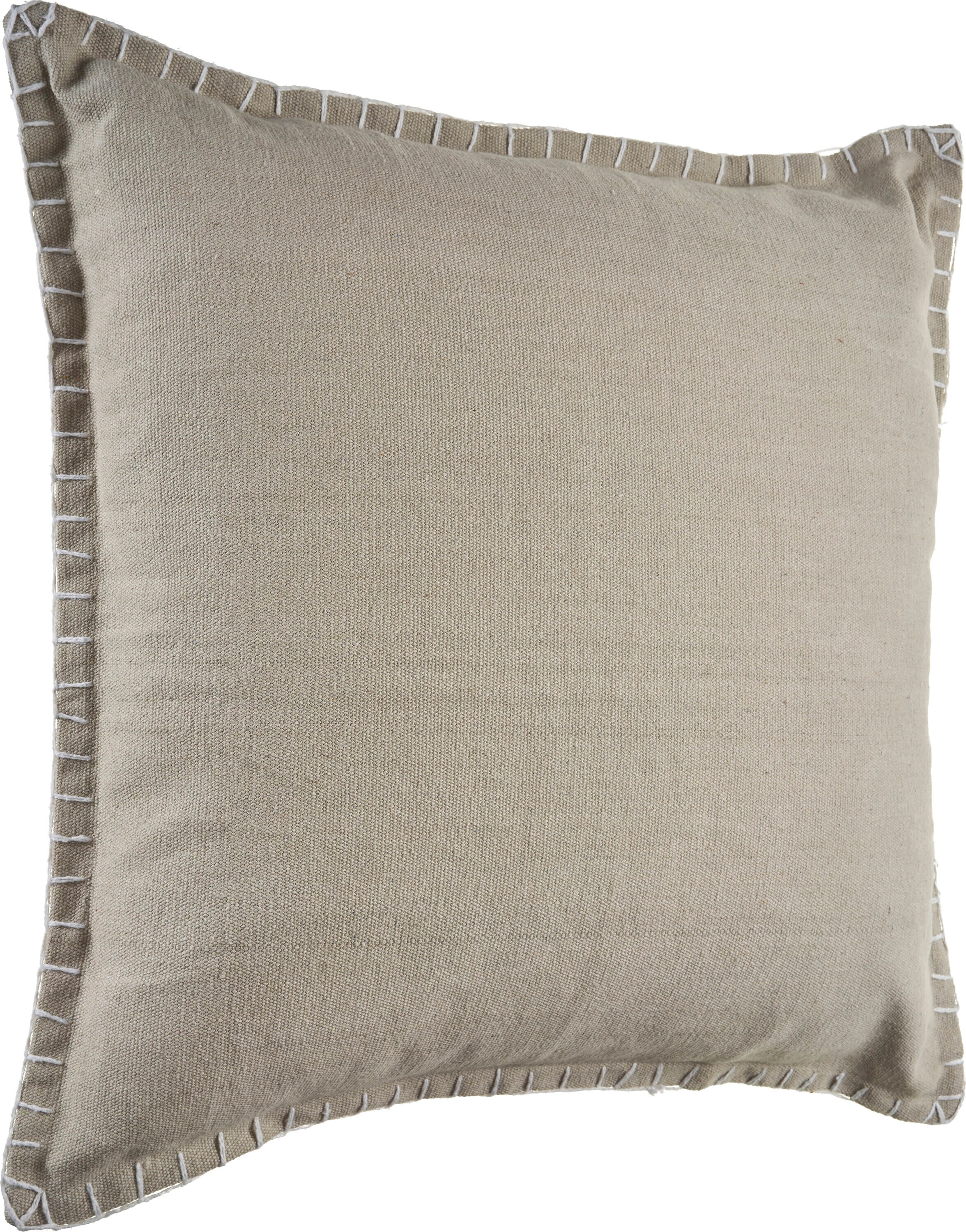 Light Twine Square Embroidered Cotton Throw Pillow