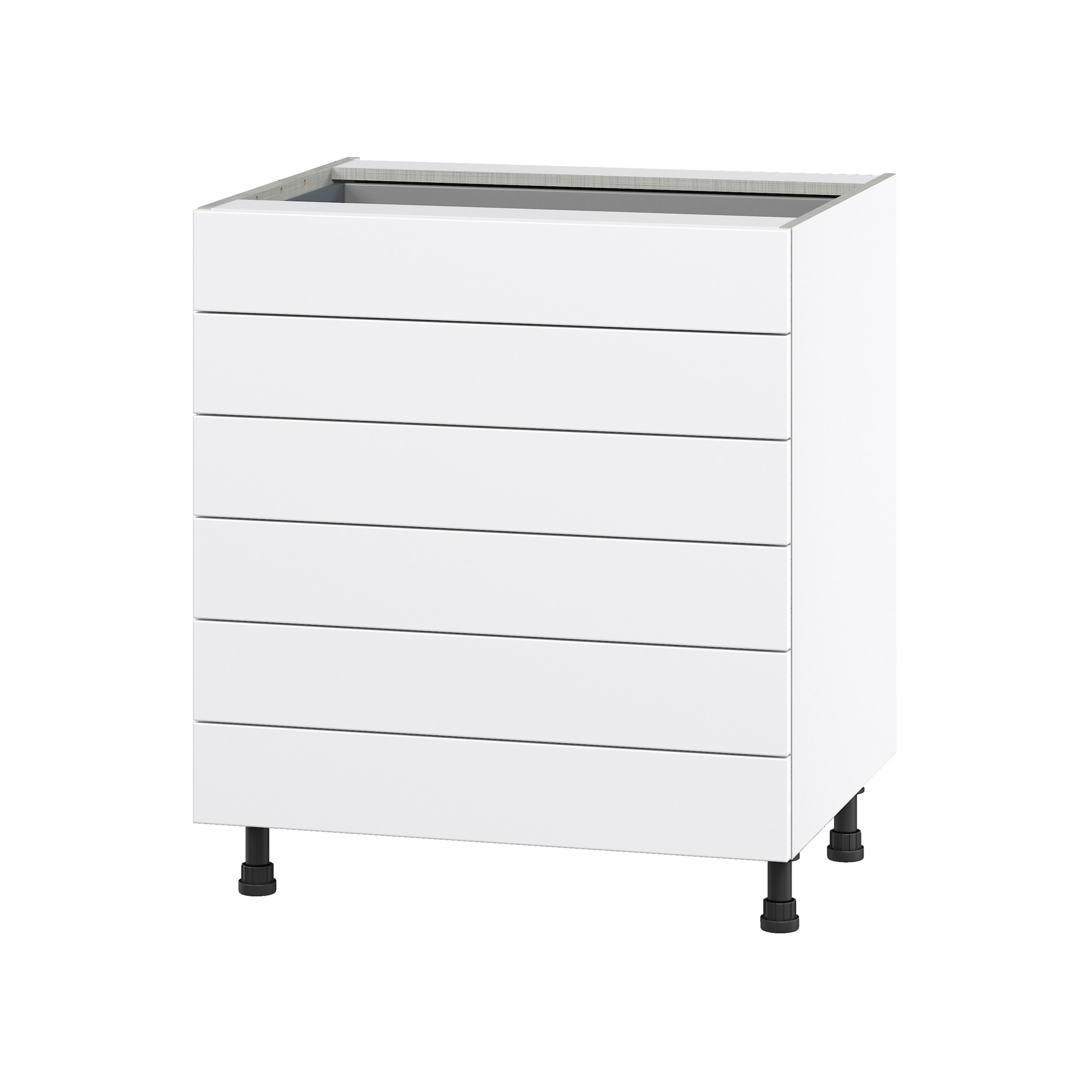 Hugo&Borg Jolie 24-in W x 34.5-in H x 24-in D Warm White 6-Drawer Base Fully Assembled Cabinet