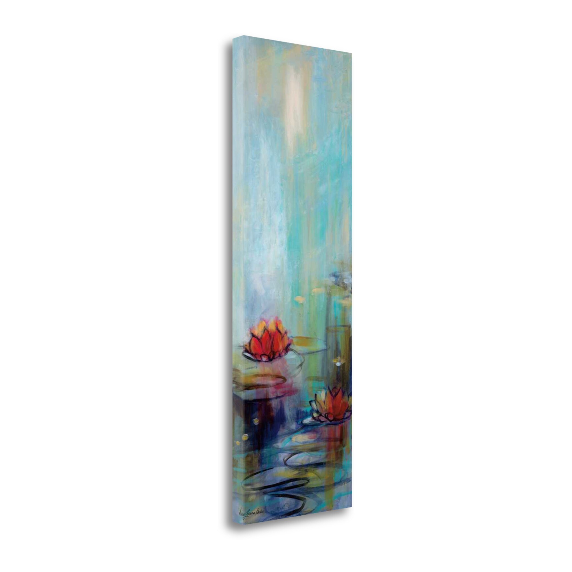 Tangletown Fine Art CA316078-1648C Aqua Lotus I Karen Lorena Parker 47-in H x 16-in W Floral Print on Canvas